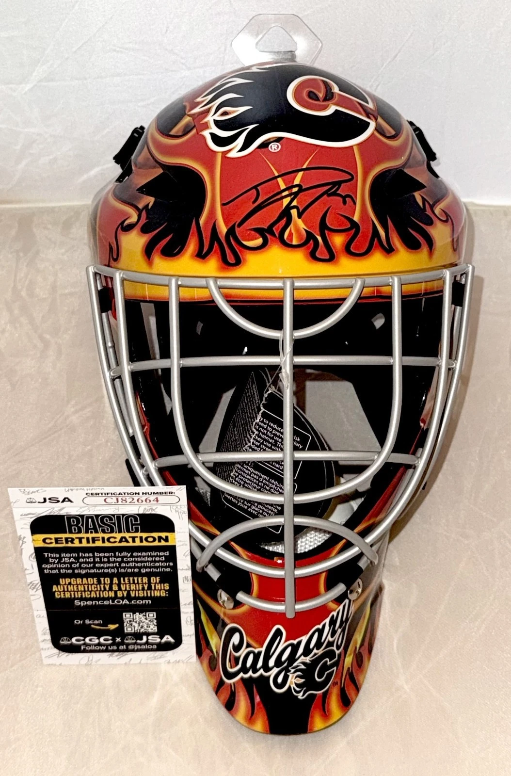 Dustin Wolf signed Calgary Flames Full Size Goalie Mask #2 autographed JSA