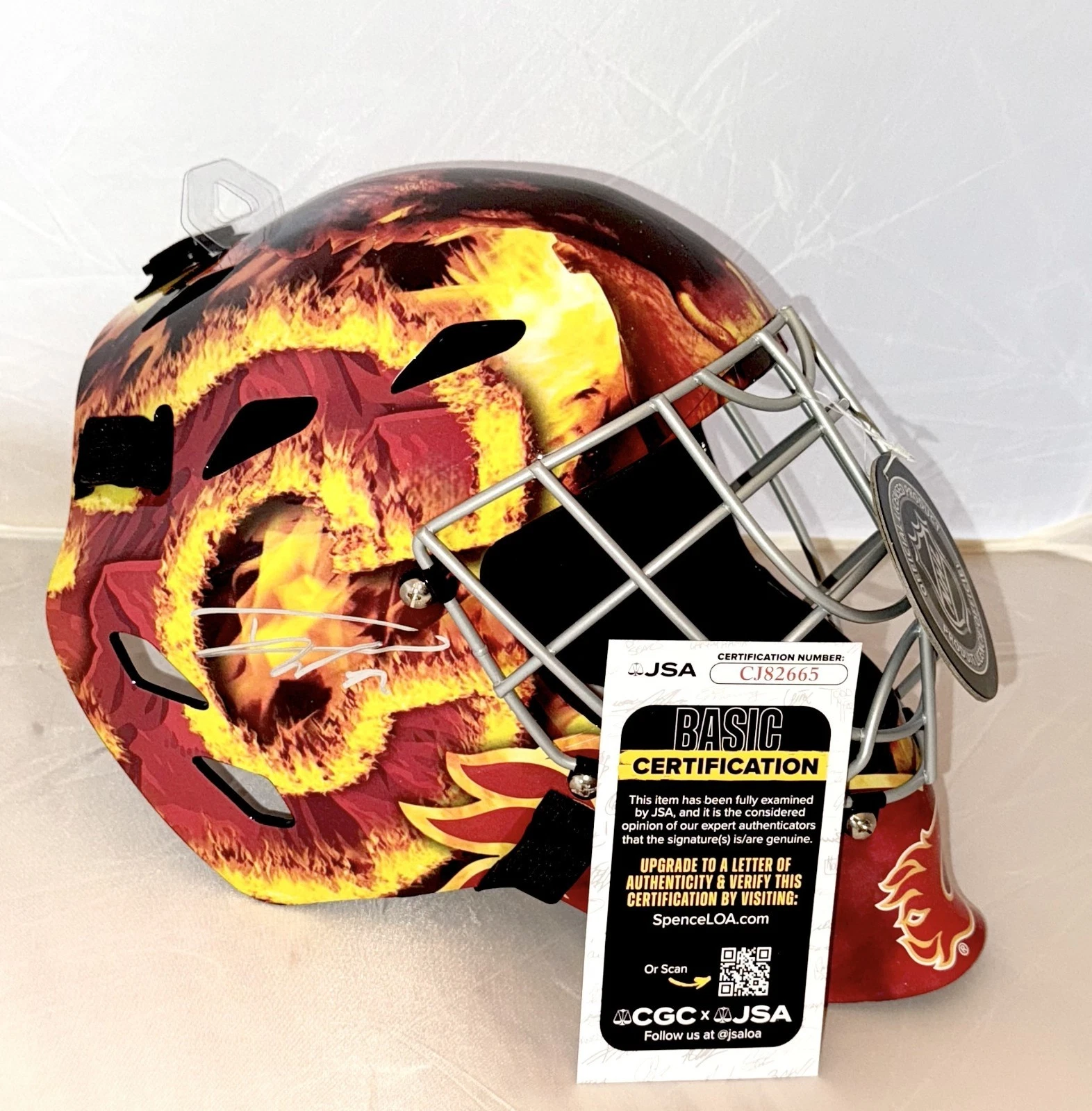 Dustin Wolf signed Calgary Flames Full Size Goalie Mask #1 autographed JSA