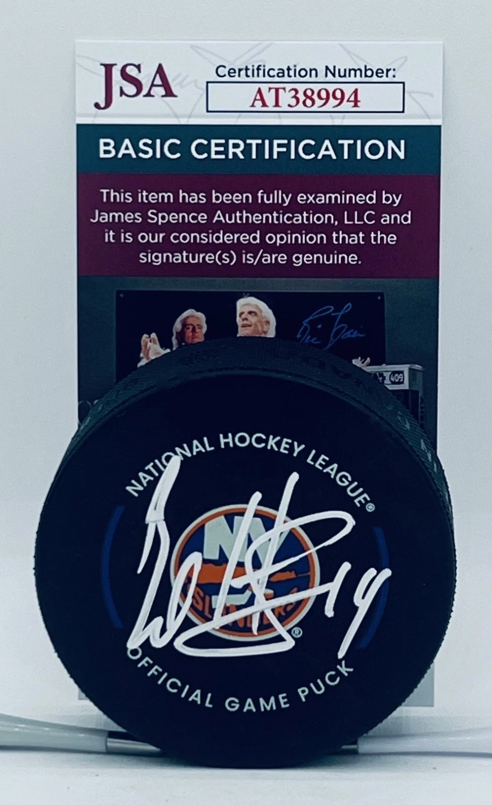 Bo Horvat signed New York Islanders Official Game Puck autographed JSA COA
