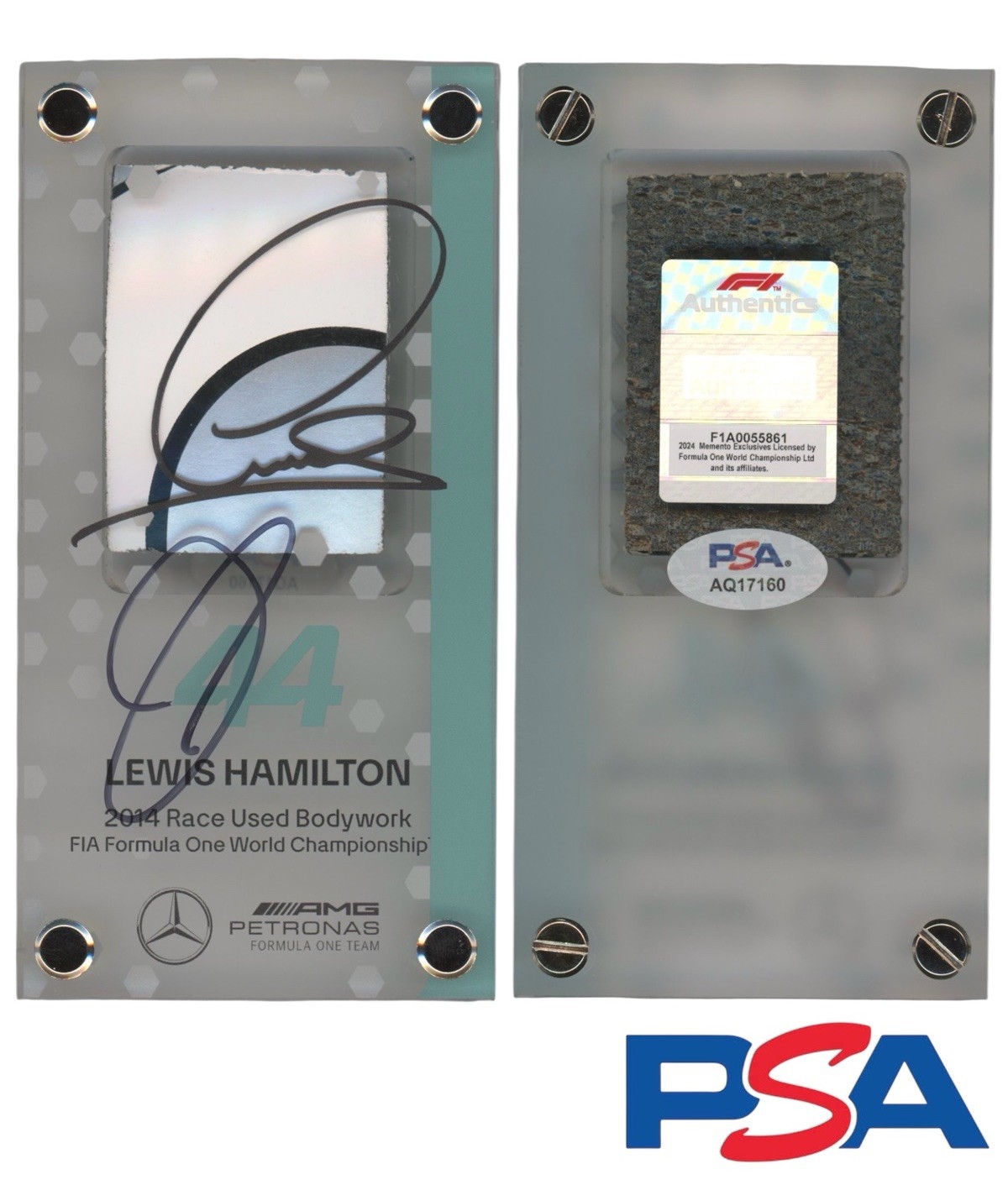 Lewis Hamilton Signed 2014 F1 Race Used Bodywork Mercedes #44 PSA/DNA LOA AUTO