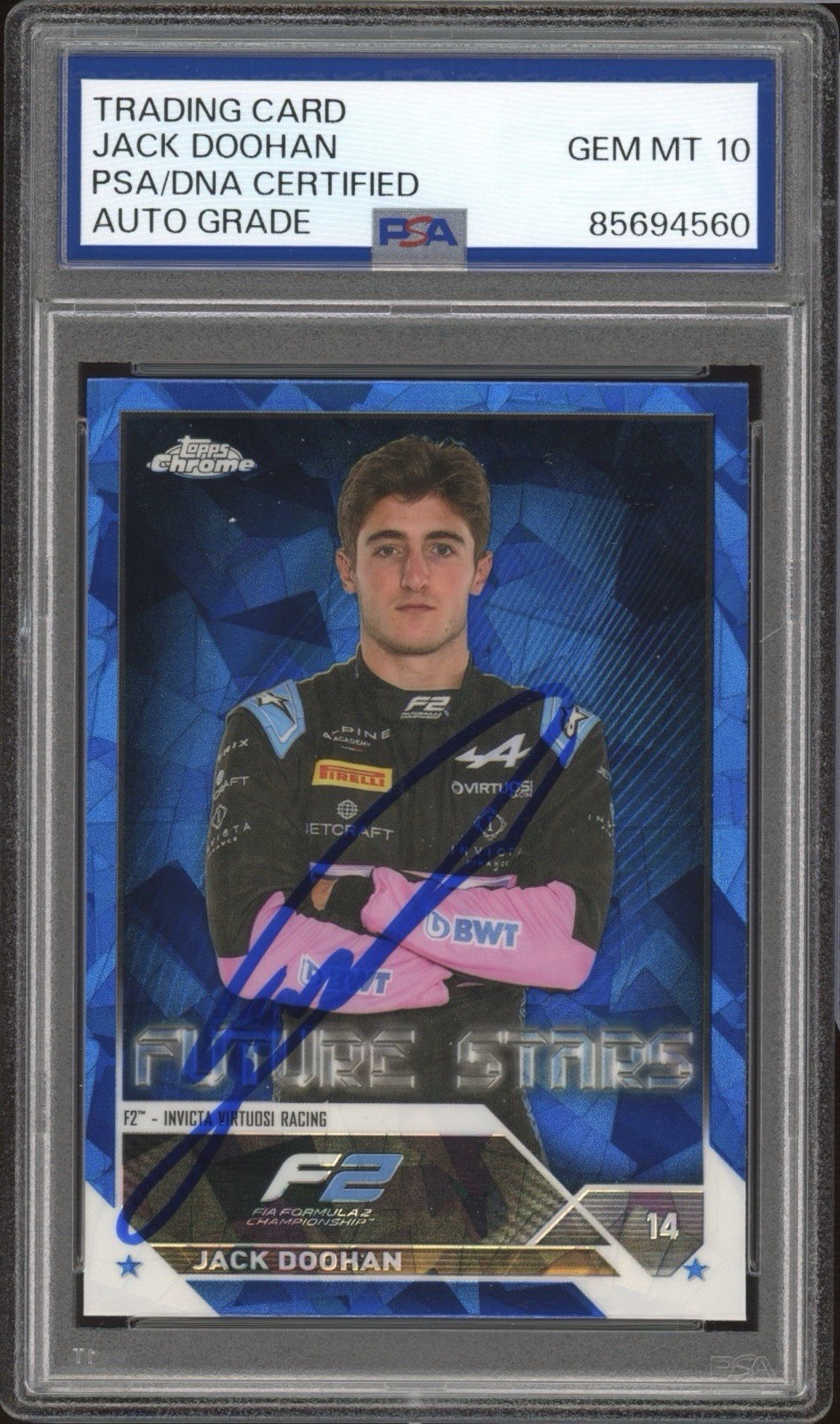 2023 Topps Chrome F1 #72 Jack Doohan Signed Sapphire Rookie Card PSA AUTO 10 RC