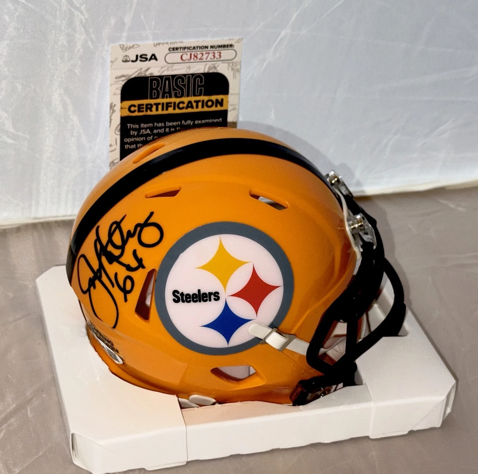 Jeff Hartings signed Pittsburgh Steelers Yellow mini helmet autographed JSA