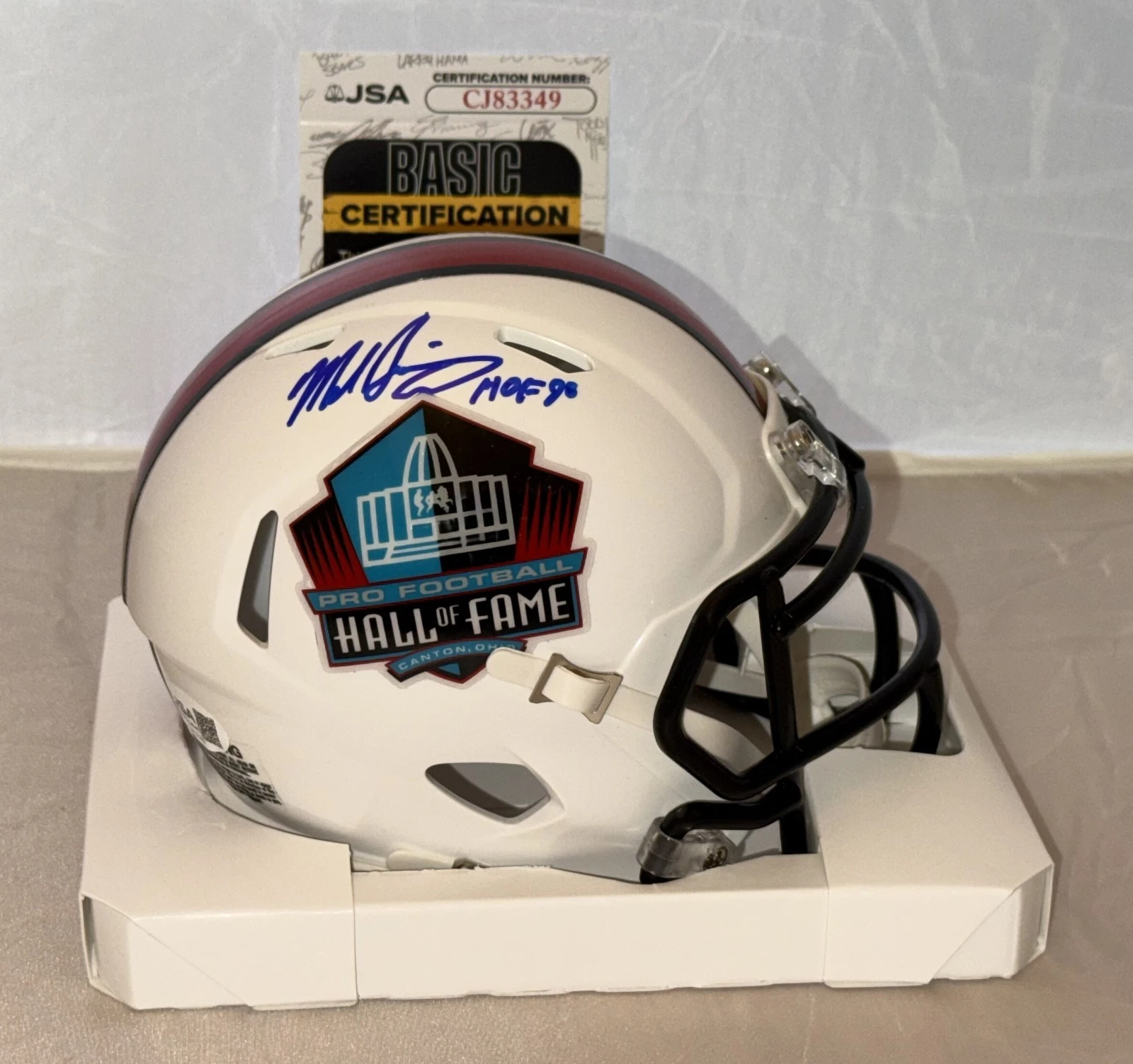 Mike Singletary Bears signed Hall of Fame mini helmet W/ HOF Inscription JSA