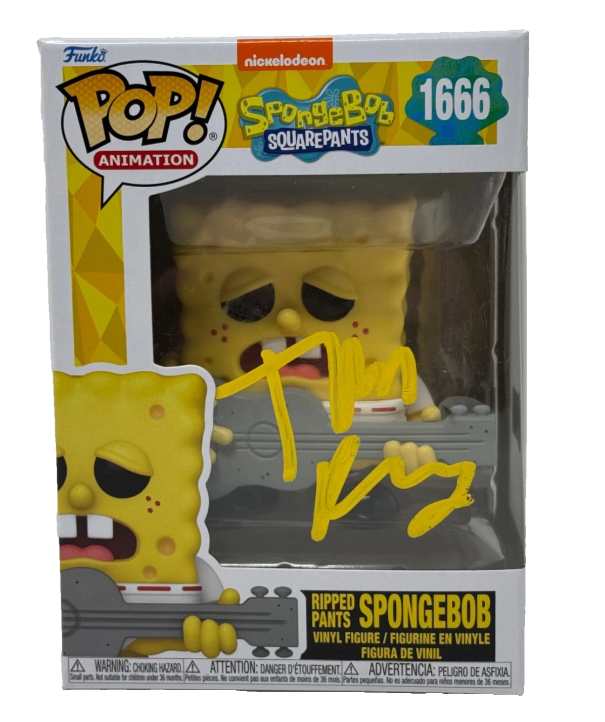 Tom Kenny Signed Spongebob Squarepants Ripped Pants Spongebob Funko Pop BAS COA