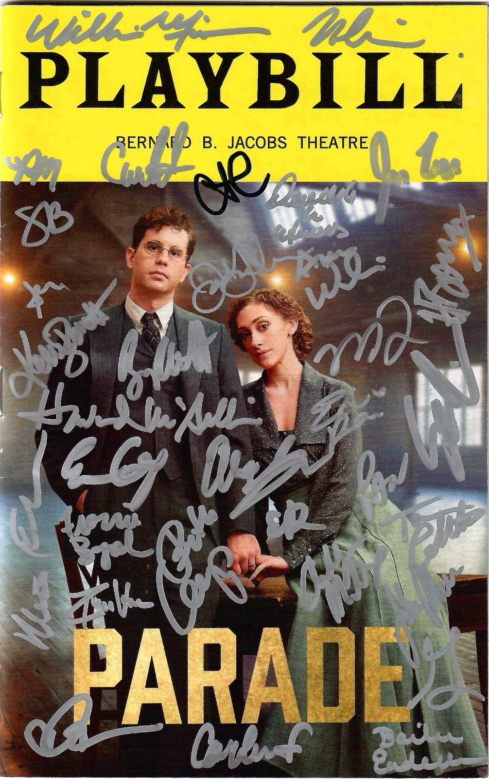PARADE HAND SIGNED NYC PLAYBILL+COA       VERY RARE     SIGNED BY CAST+BEN PLATT