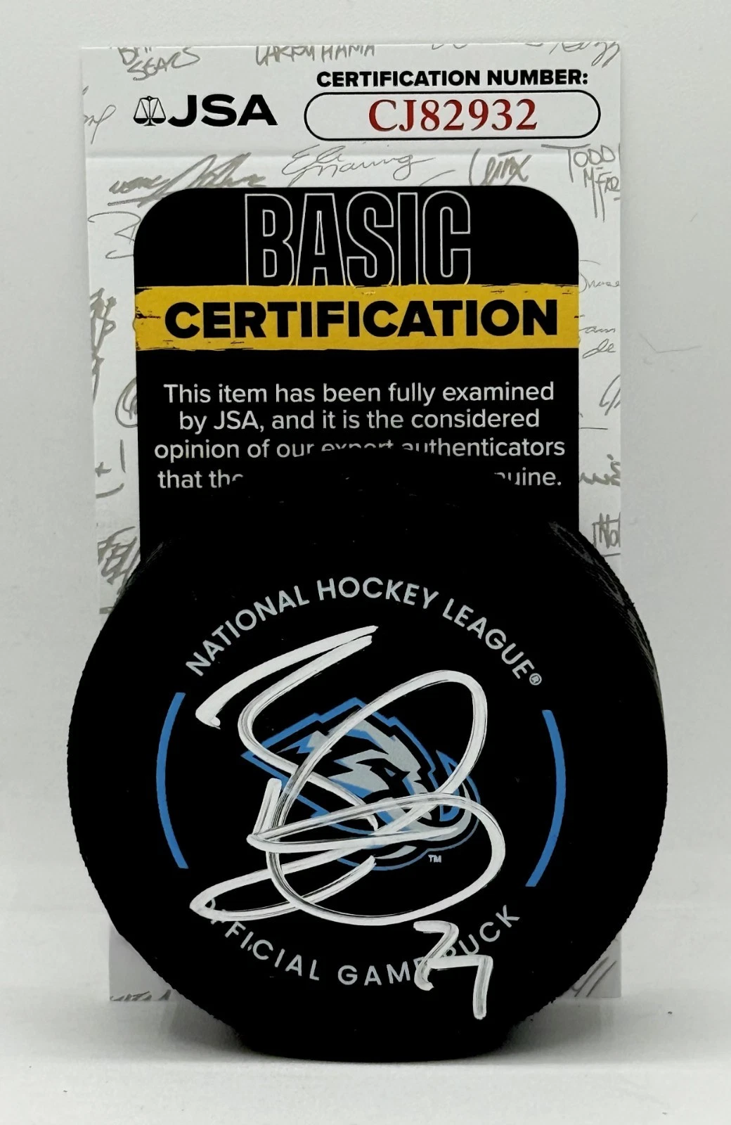 Barrett Hayton signed Utah Mammoth Official Game Puck autographed JSA