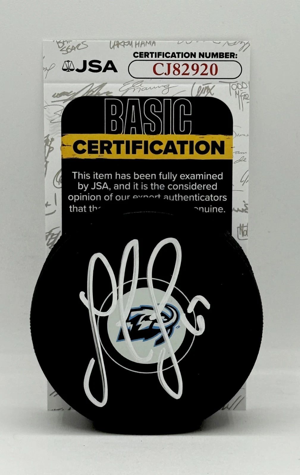 Lawson Crouse signed Utah Mammoth Logo Puck autographed JSA