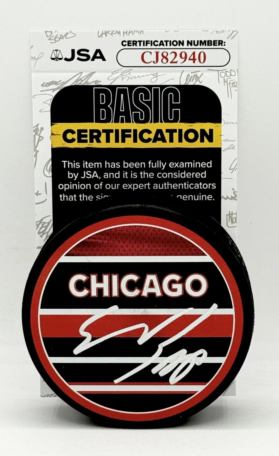 Spencer Knight signed Chicago Blackhawks Reverse Retro Puck autographed JSA COA