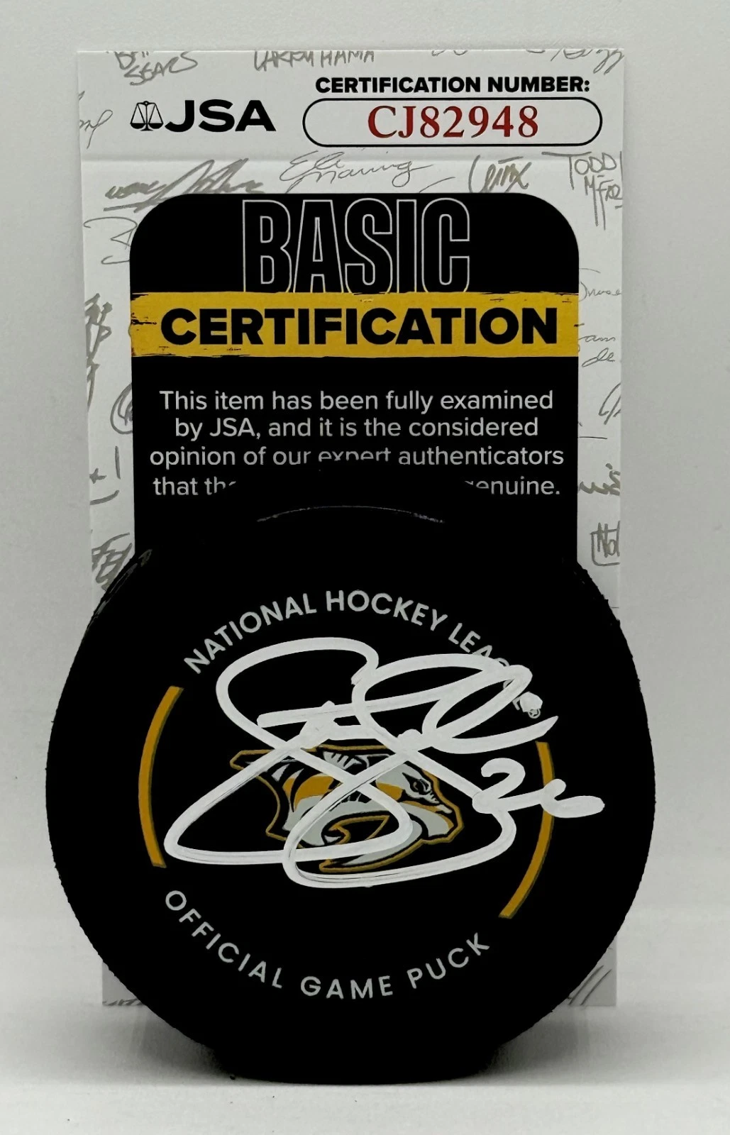 Steve Sullivan signed Nashville Predators Official Game Puck autographed JSA