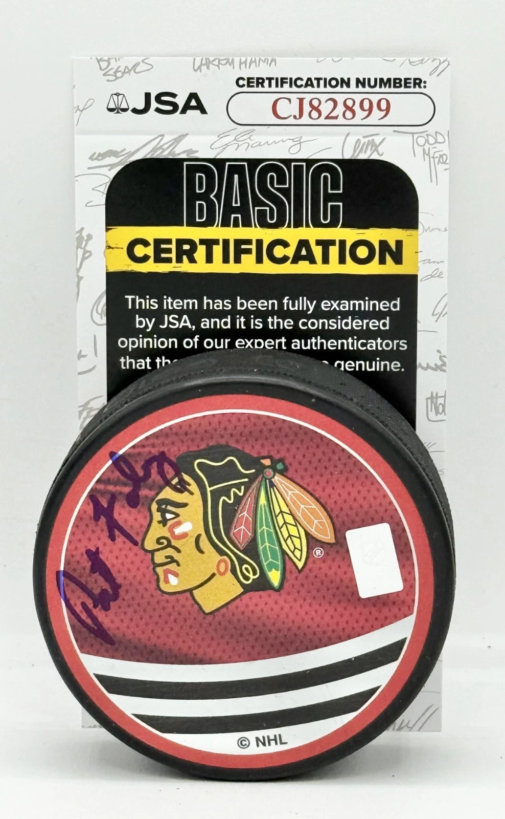 Pat Foley signed Chicago Blackhawks Reverse Retro Puck autographed #2 JSA
