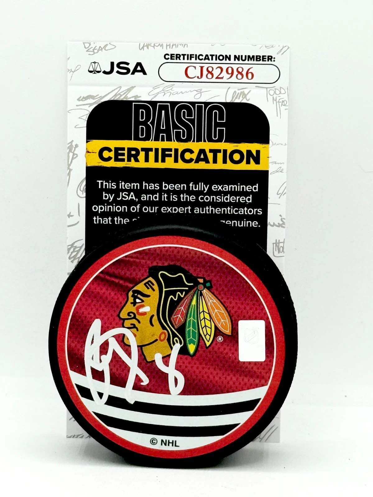 Ryan Donato signed Chicago Blackhawks Reverse Retro Puck autographed JSA