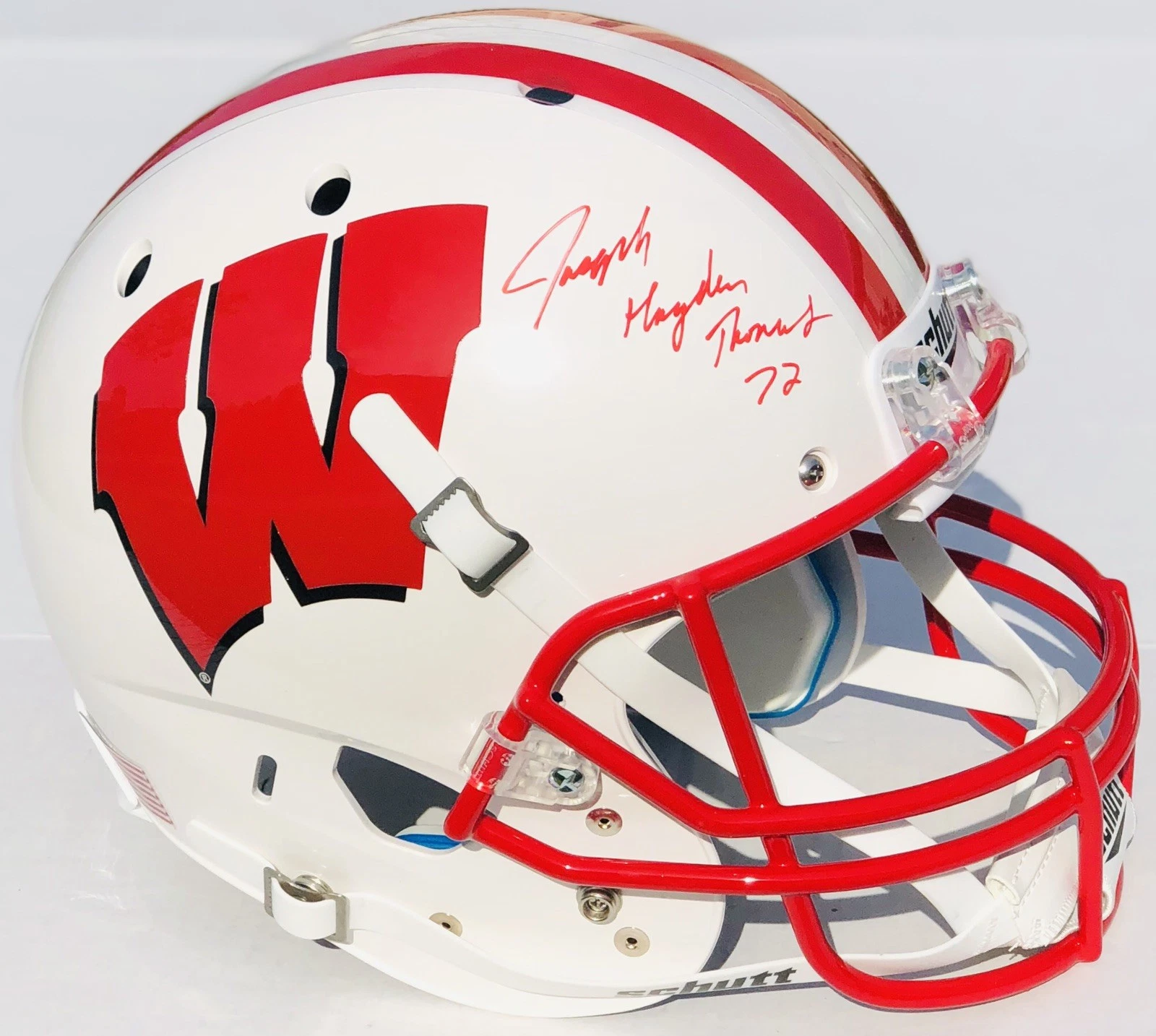 PSA/DNA Wisconsin Badger JOE THOMAS Signed Autographed Football Helmet FULL SIG