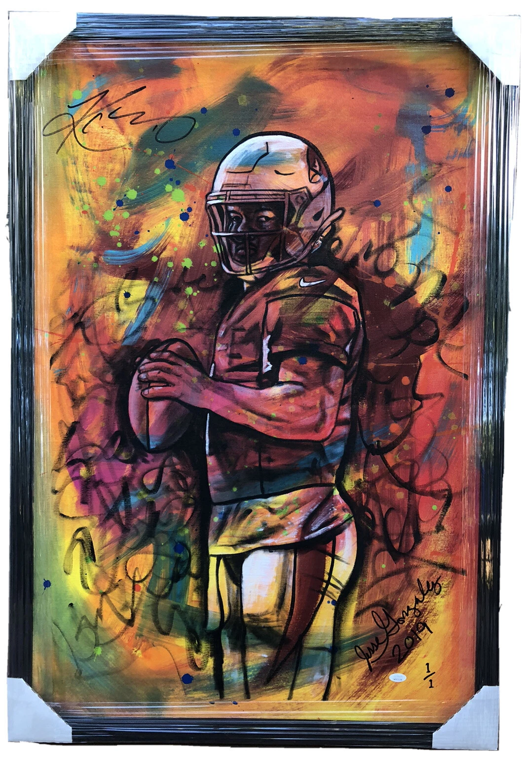 JSA AZ Cardinals #1 KYLER MURRAY Signed ORIGINAL ARTWORK Football Painting AUTO