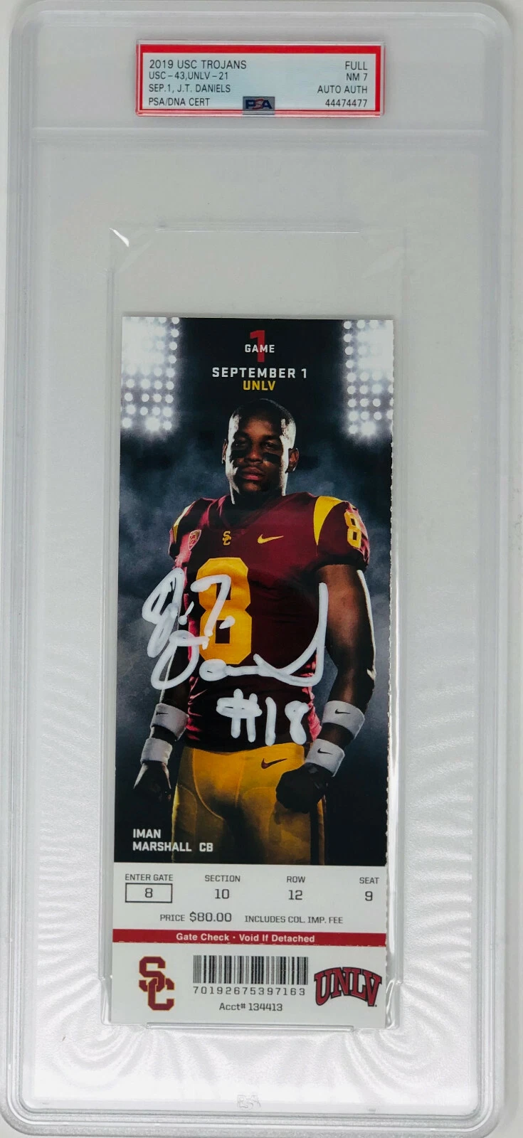 PSA/DNA USC Trojans #18 JT DANIELS Signed Autographed Football Debut Ticket J T