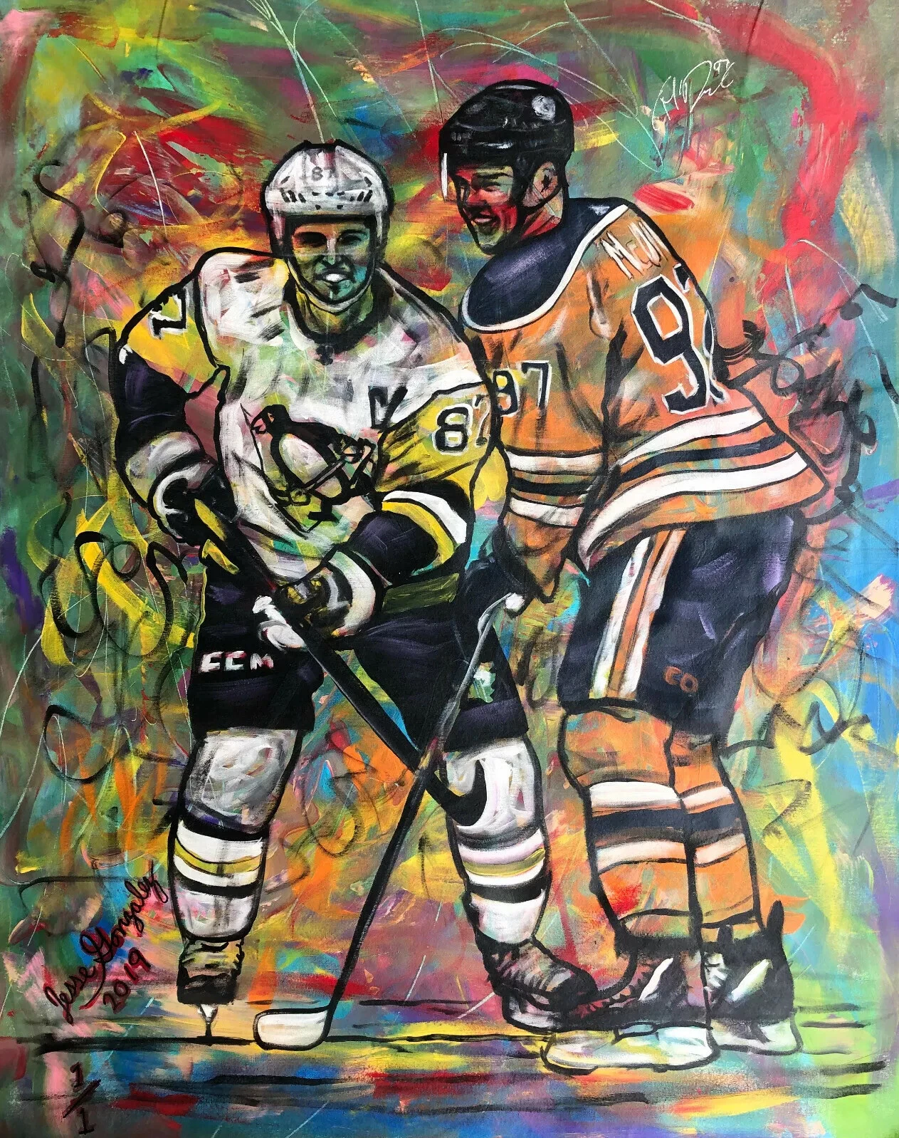 Edmonton Oilers CONNOR MCDAVID Signed ORIGINAL ARTWORK Hockey Painting PSA/DNA