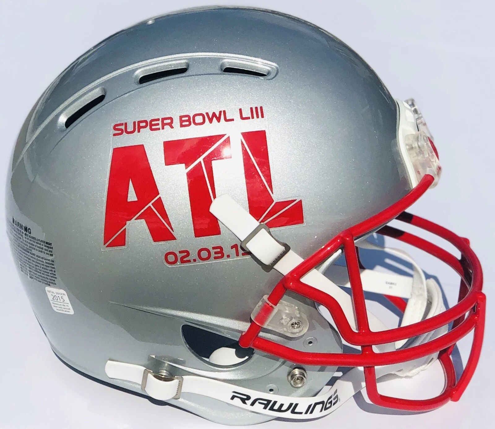 NEW ENGLAND PATRIOTS ALTERNATE AUTHENTIC FULL SIZE HELMET SUPER BOWL LIII CHAMPS