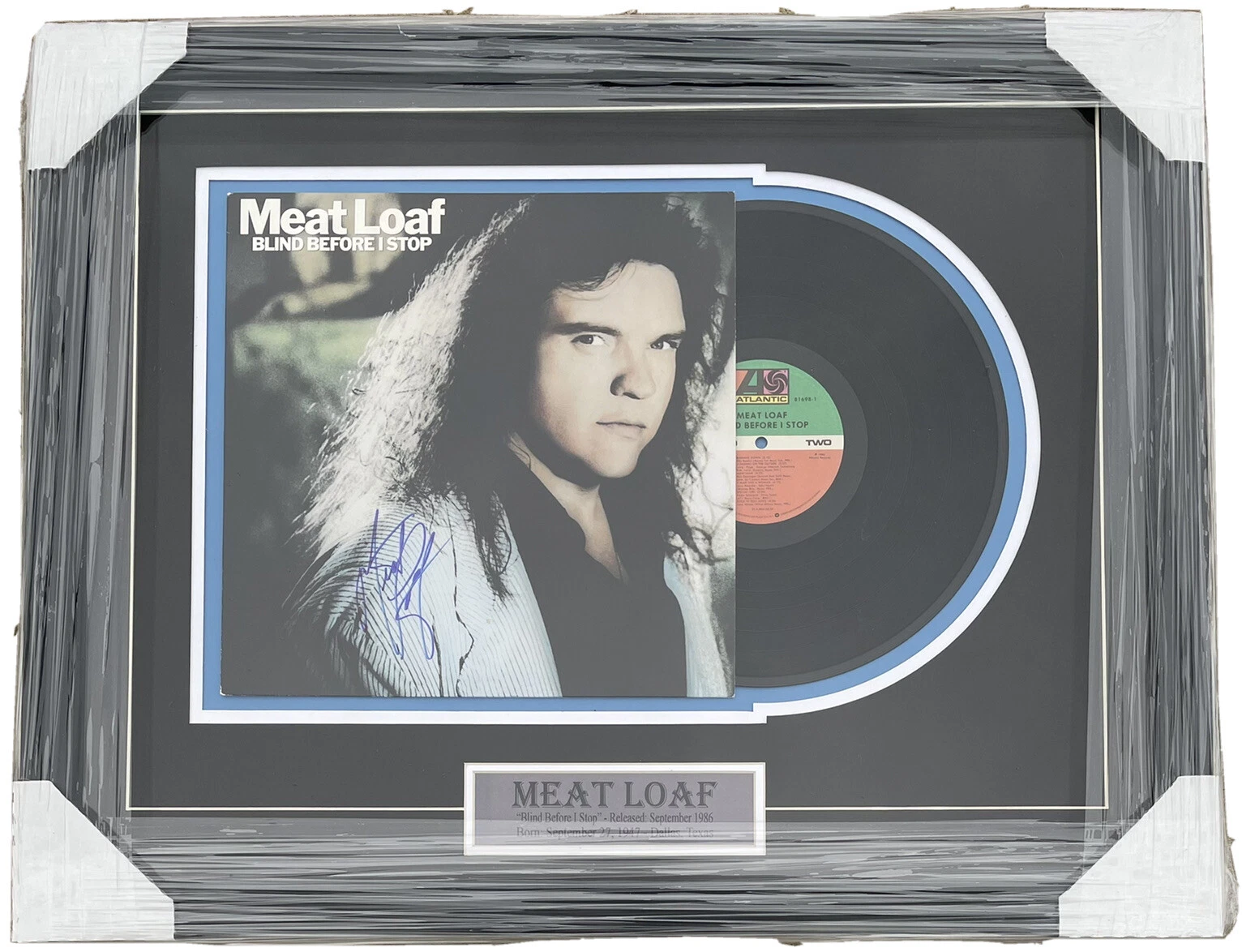 JSA MEATLOAF Signed Autographed FRAMED Blind Before I Stop Record Album Display