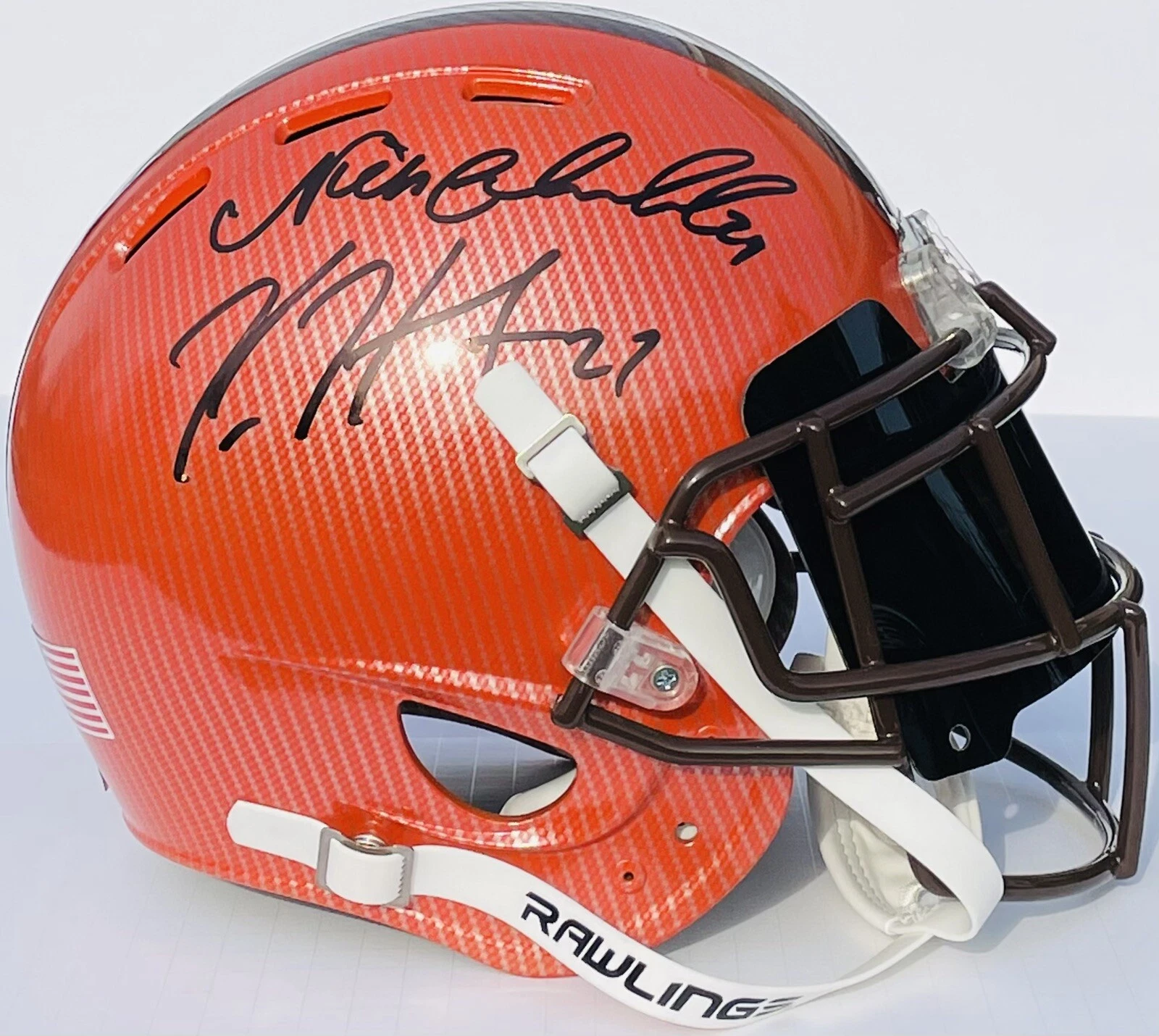 JSA Browns NICK CHUBB & KAREEM HUNT Signed Autographed Authentic Football Helmet
