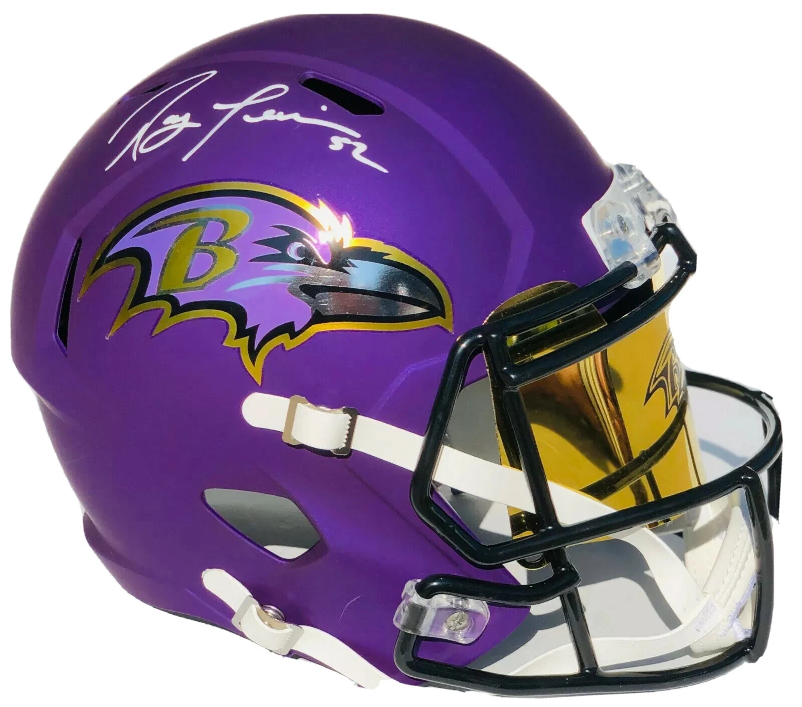 JSA Baltimore Ravens RAY LEWIS Signed Autographed BLAZE Football Helmet HOF18
