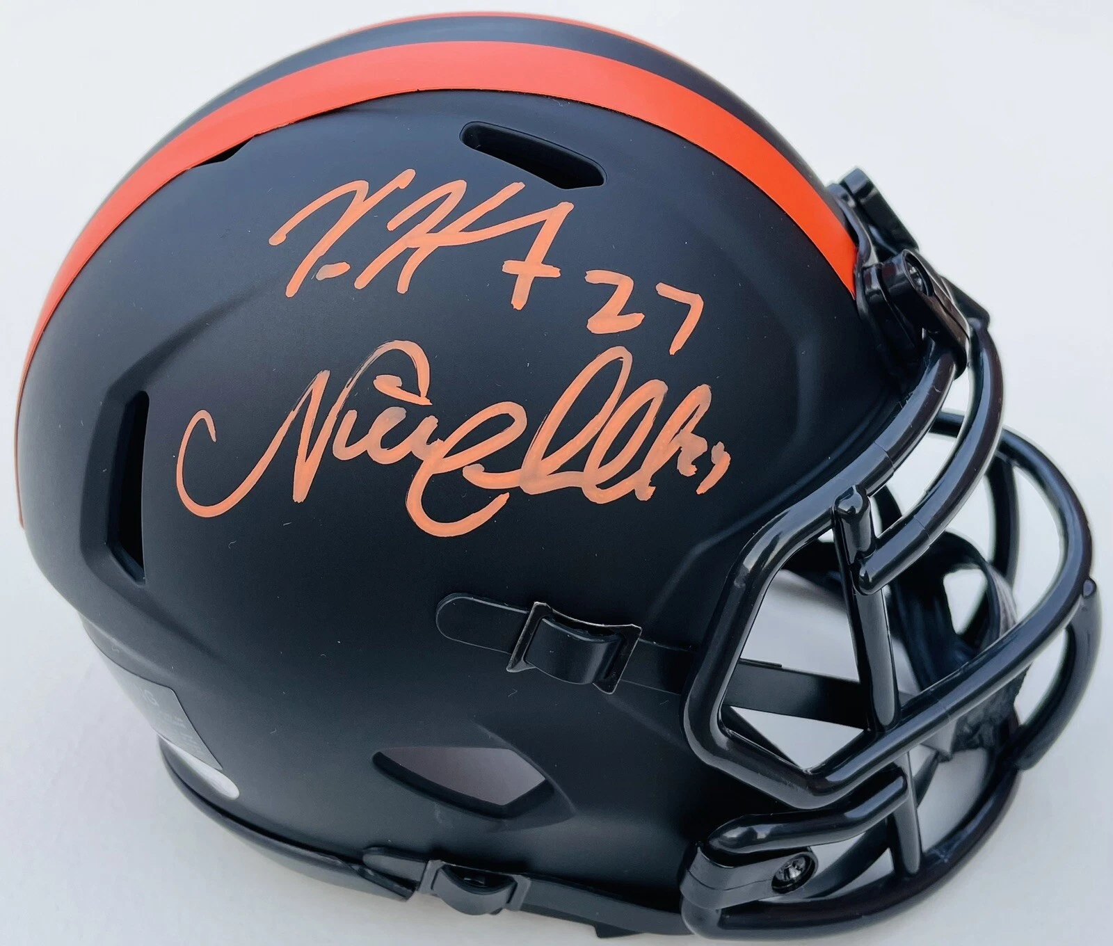 JSA Browns NICK CHUBB & KAREEM HUNT Autographed ECLIPSE Mini Football Helmet
