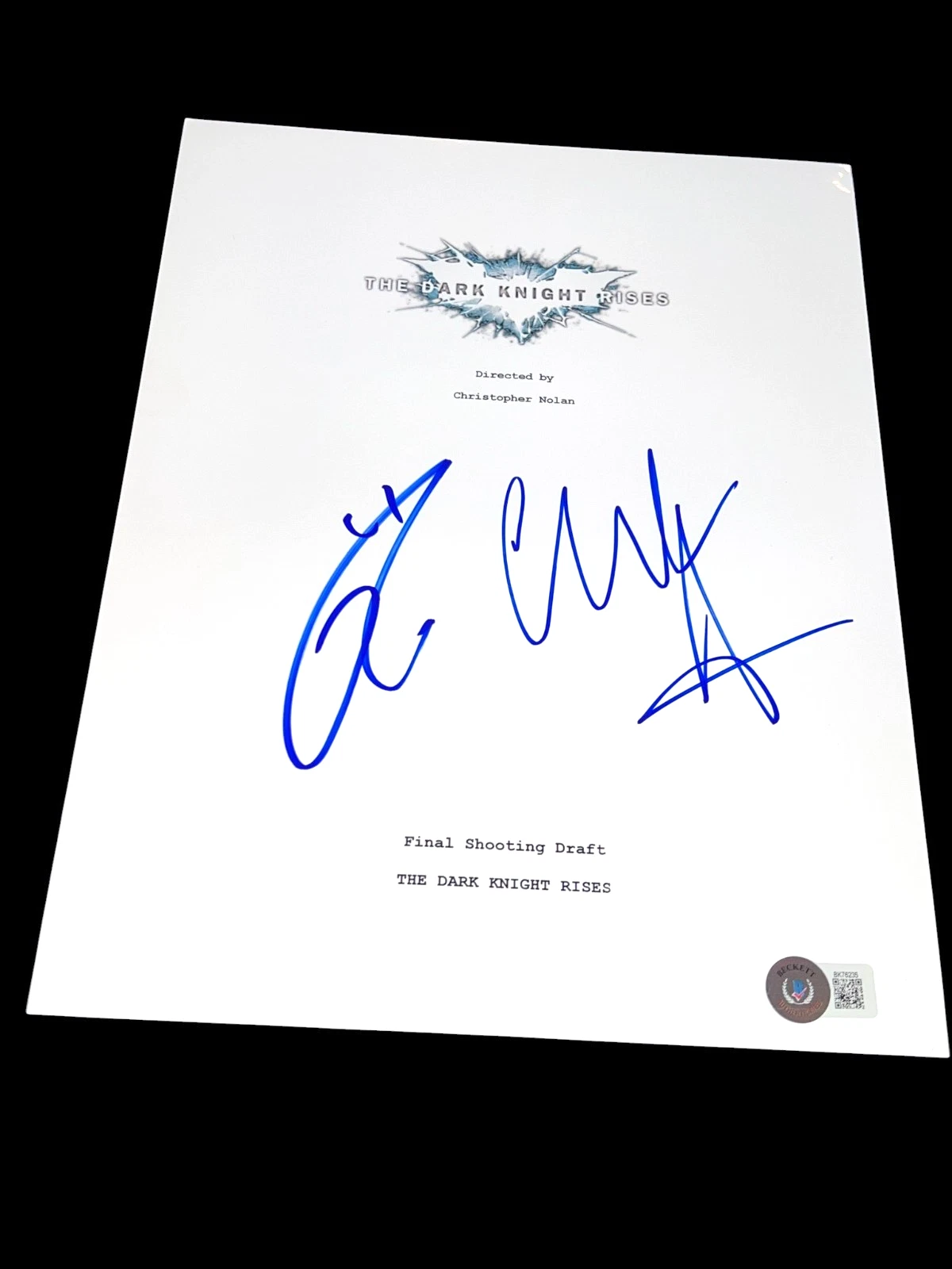 CHRISTIAN BALE TOM HARDY SIGNED MOVIE SCRIPT DARK KNIGHT RISES BECKETT BAS COA E