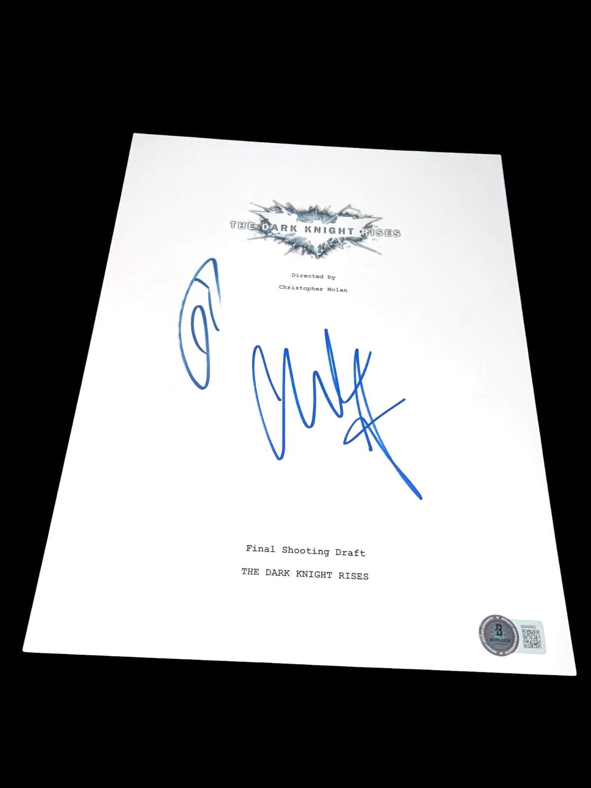 CHRISTIAN BALE TOM HARDY SIGNED MOVIE SCRIPT DARK KNIGHT RISES BECKETT BAS COA F