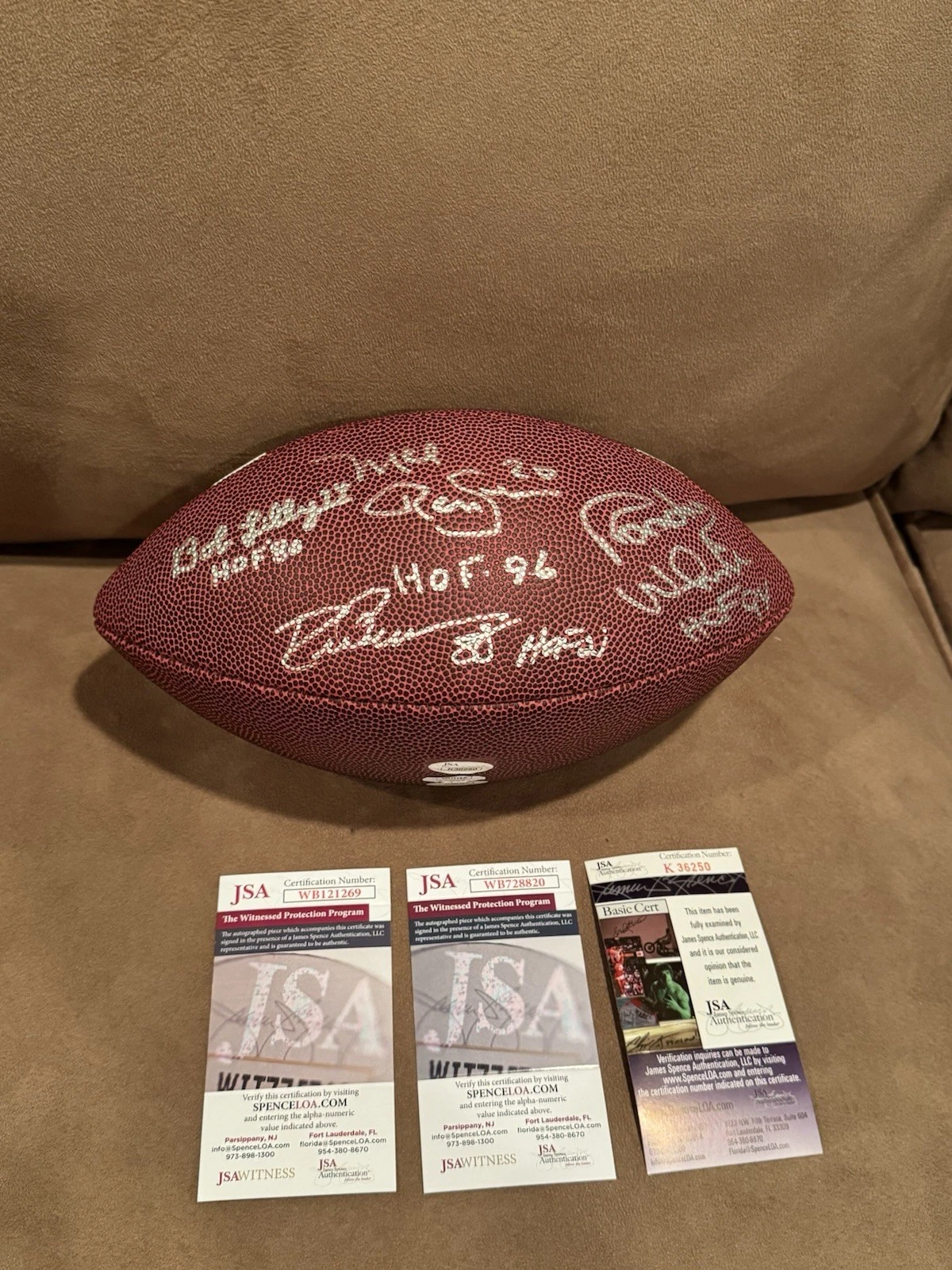 Randy White Bob Lilly Mel Renfro Drew Pearson Signed Football COWBOYS JSA