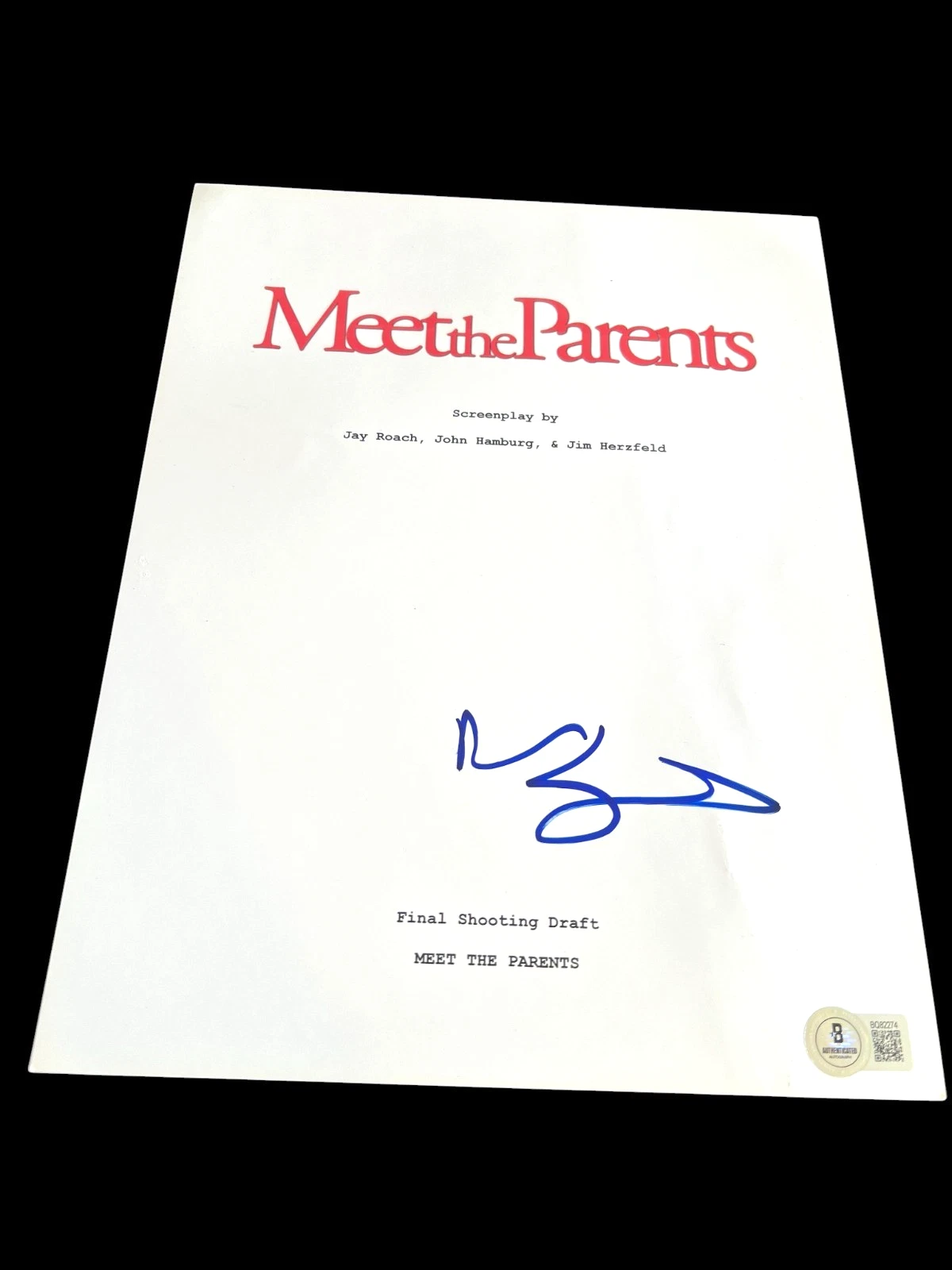 BEN STILLER SIGNED AUTOGRAPH MOVIE SCRIPT MEET THE FOCKERS BECKETT BAS COA E