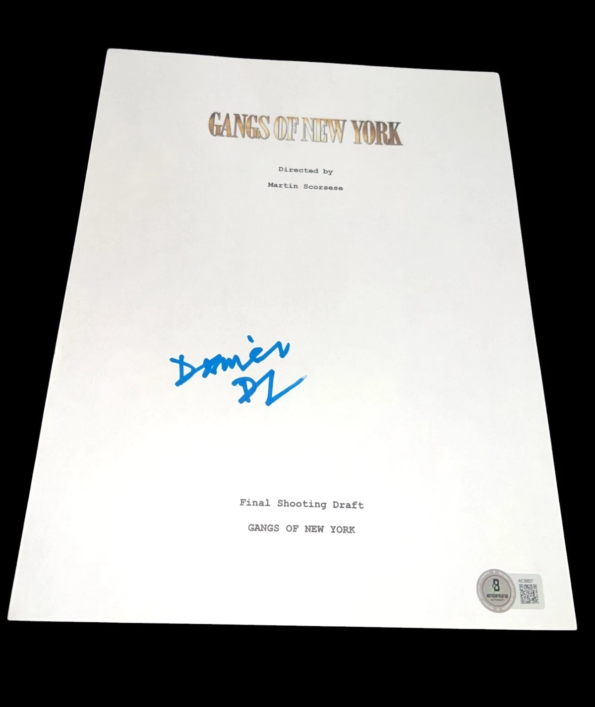 DANIEL DAY LEWIS SIGNED AUTOGRAPH MOVIE SCRIPT GANGS OF NEW YORK BECKETT BAS E