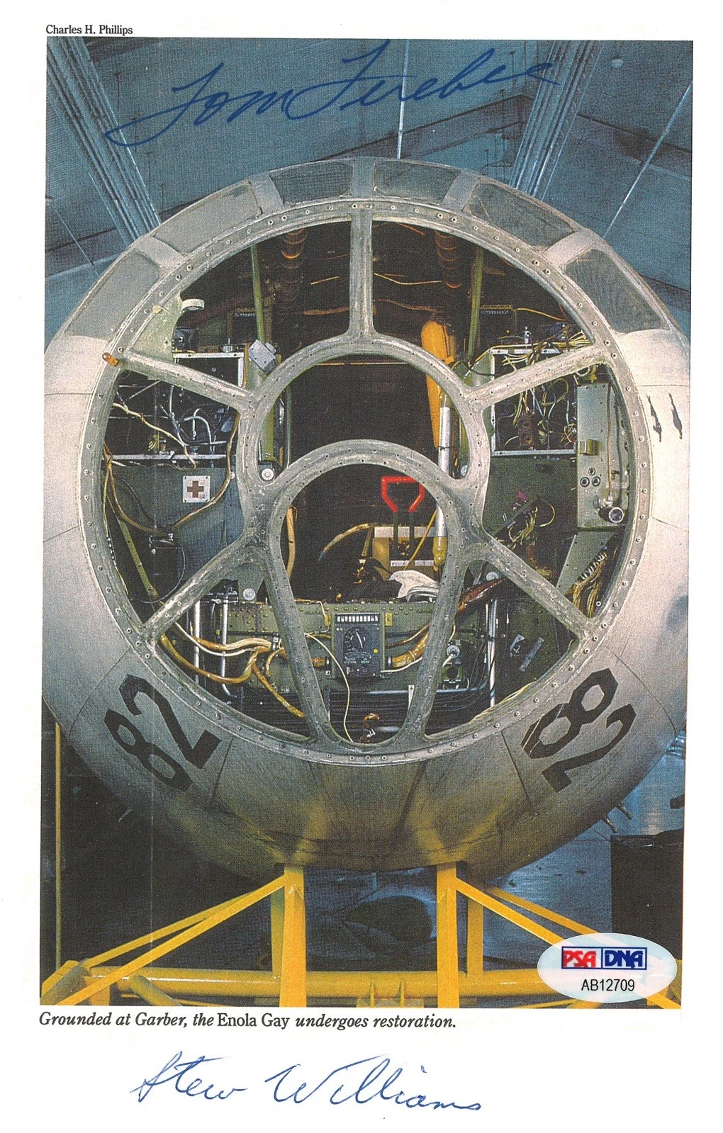 TOM FEREBEE / STEVE WILLIAMS SIGNED 5X8 ENOLA GAY B9 PSA DNA AB12709 RARE