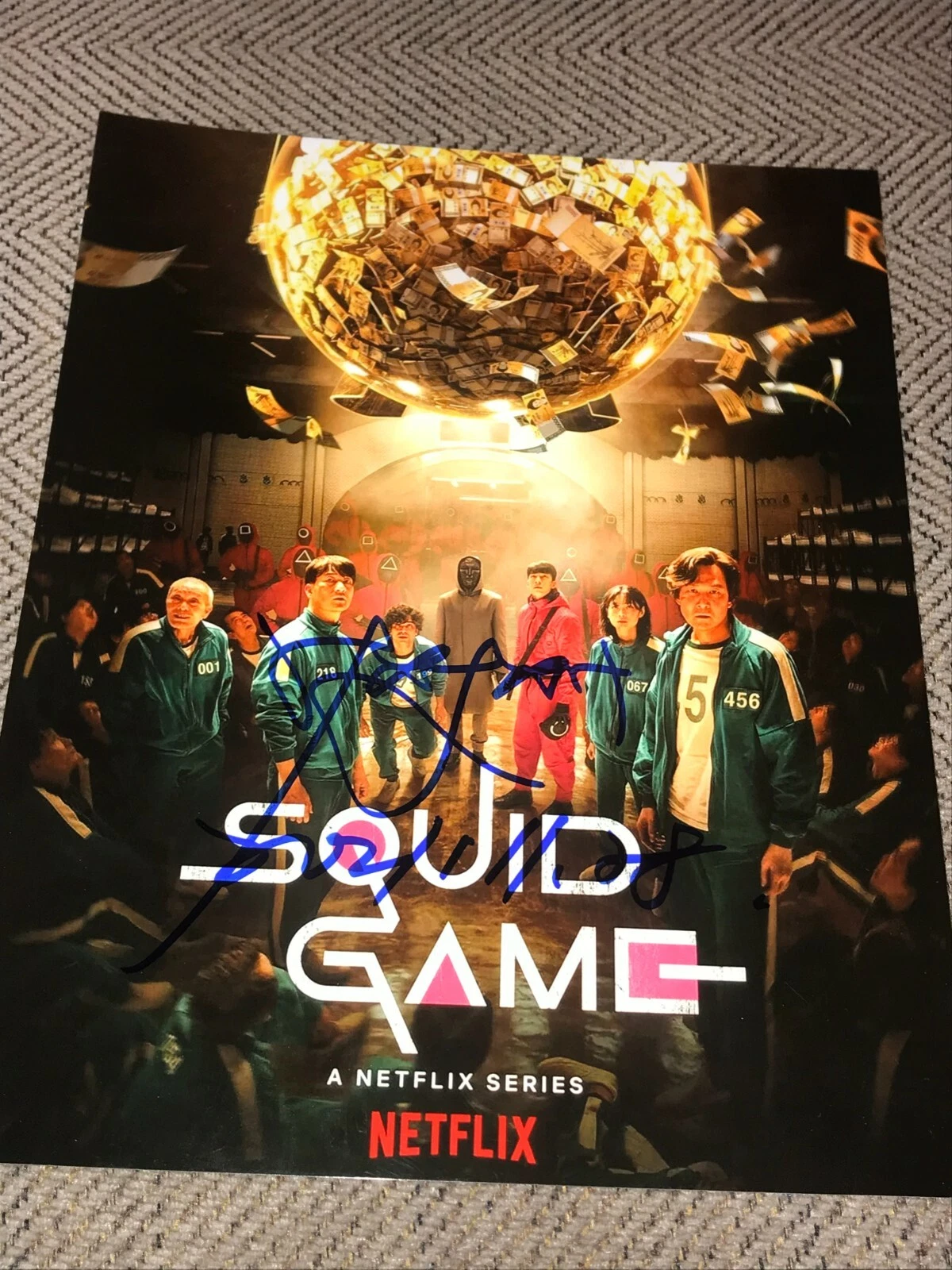 LEE JUNG-JAE SIGNED AUTOGRAPH 8x10 PHOTO SQUID GAMES NETFLIX SEONG BAS COA X3