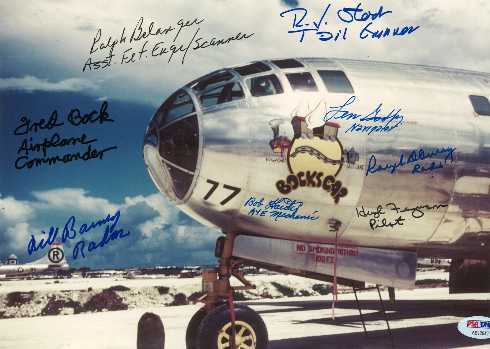 BOCKSCAR C-13 MULTI SIGNED 8x11 PHOTO PSA DNA AB12642 X8 BOCK FERGUSON STOCK