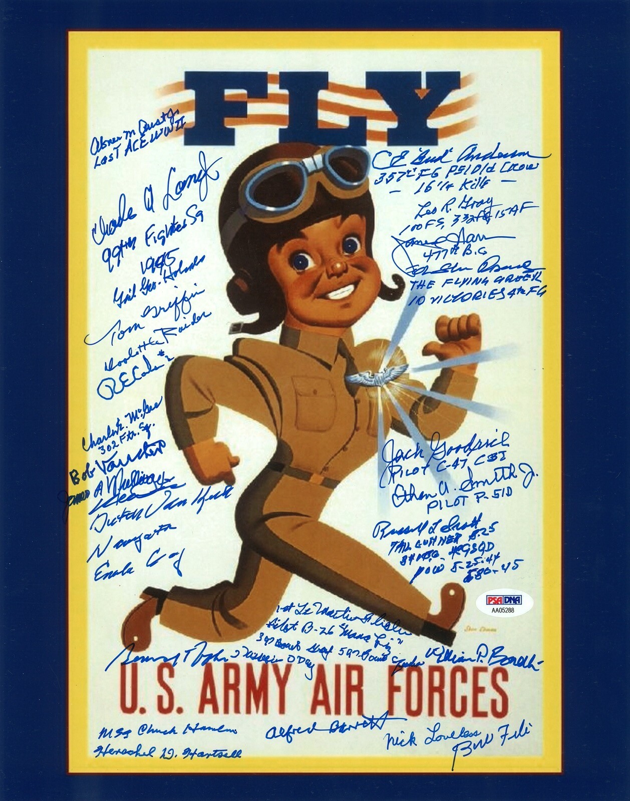 WWII US AIR FORCE VETERANS MULTI SIGNED 11X14 PHOTO PSA DNA AA05288 X25 RARE