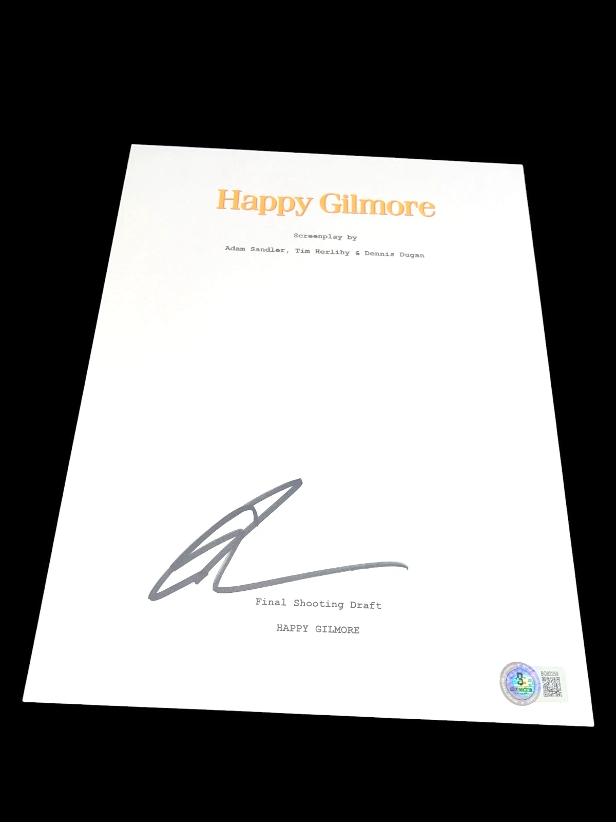 ADAM SANDLER SIGNED AUTOGRAPH MOVIE SCRIPT HAPPY GILMORE BECKETT BAS AUTO D