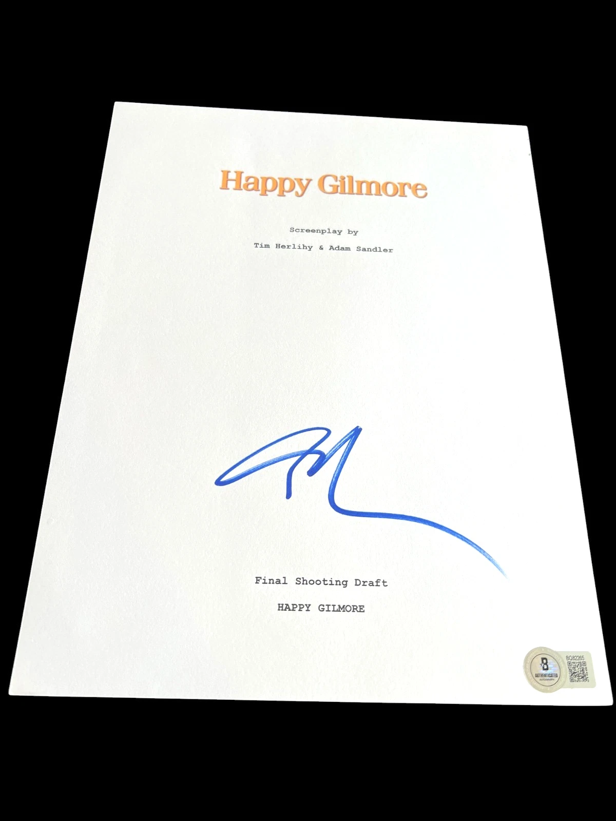ADAM SANDLER SIGNED AUTOGRAPH MOVIE SCRIPT HAPPY GILMORE BECKETT BAS AUTO G