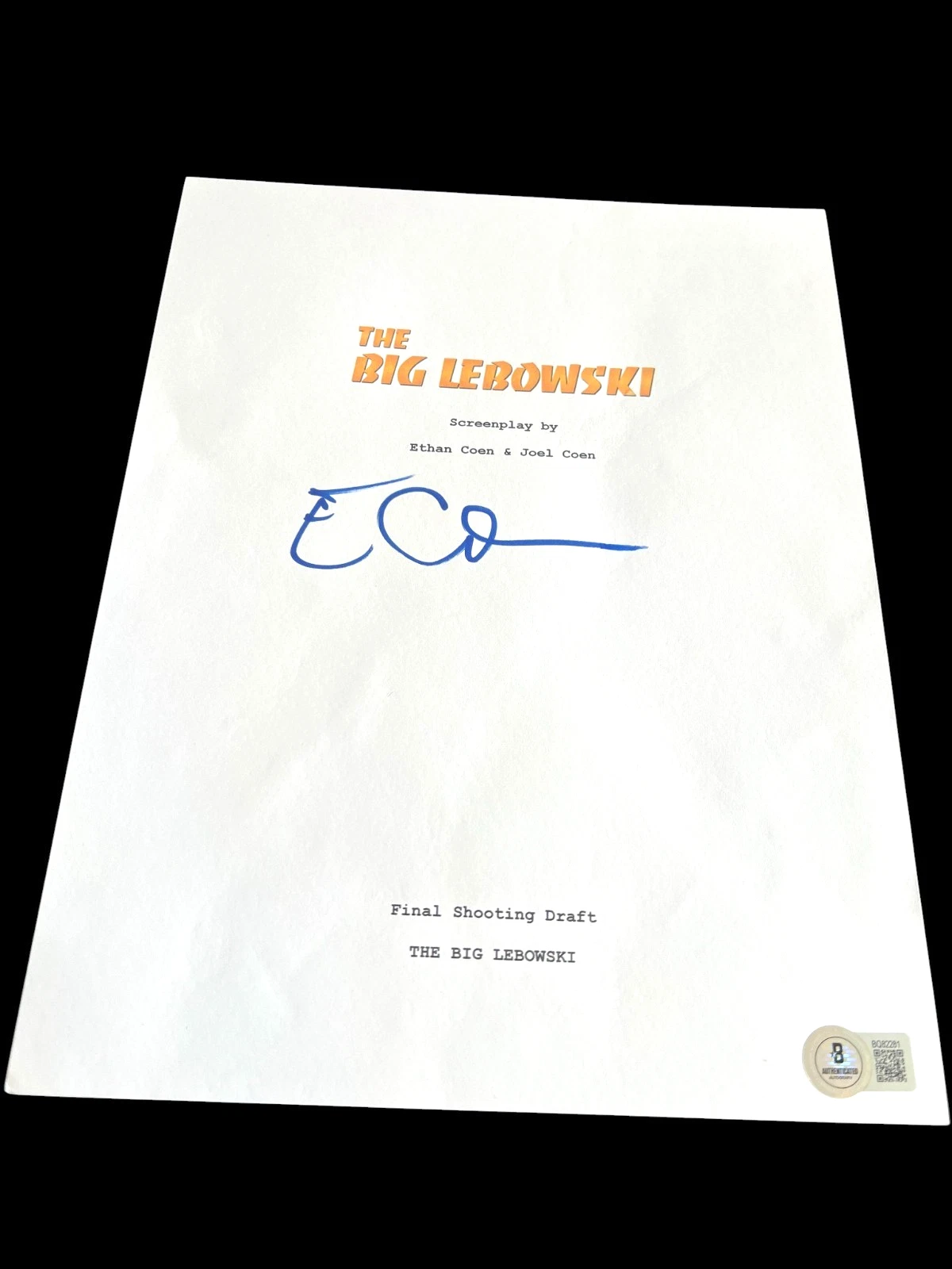 ETHAN COEN SIGNED AUTOGRAPH MOVIE SCRIPT BIG LEBOWSKI BECKETT BAS COA AUTO D