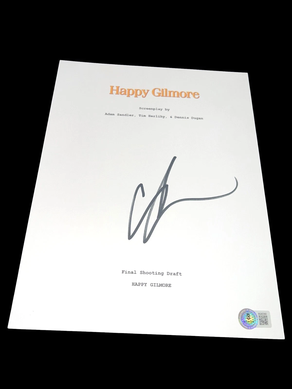 ADAM SANDLER SIGNED AUTOGRAPH MOVIE SCRIPT HAPPY GILMORE BECKETT BAS AUTO G