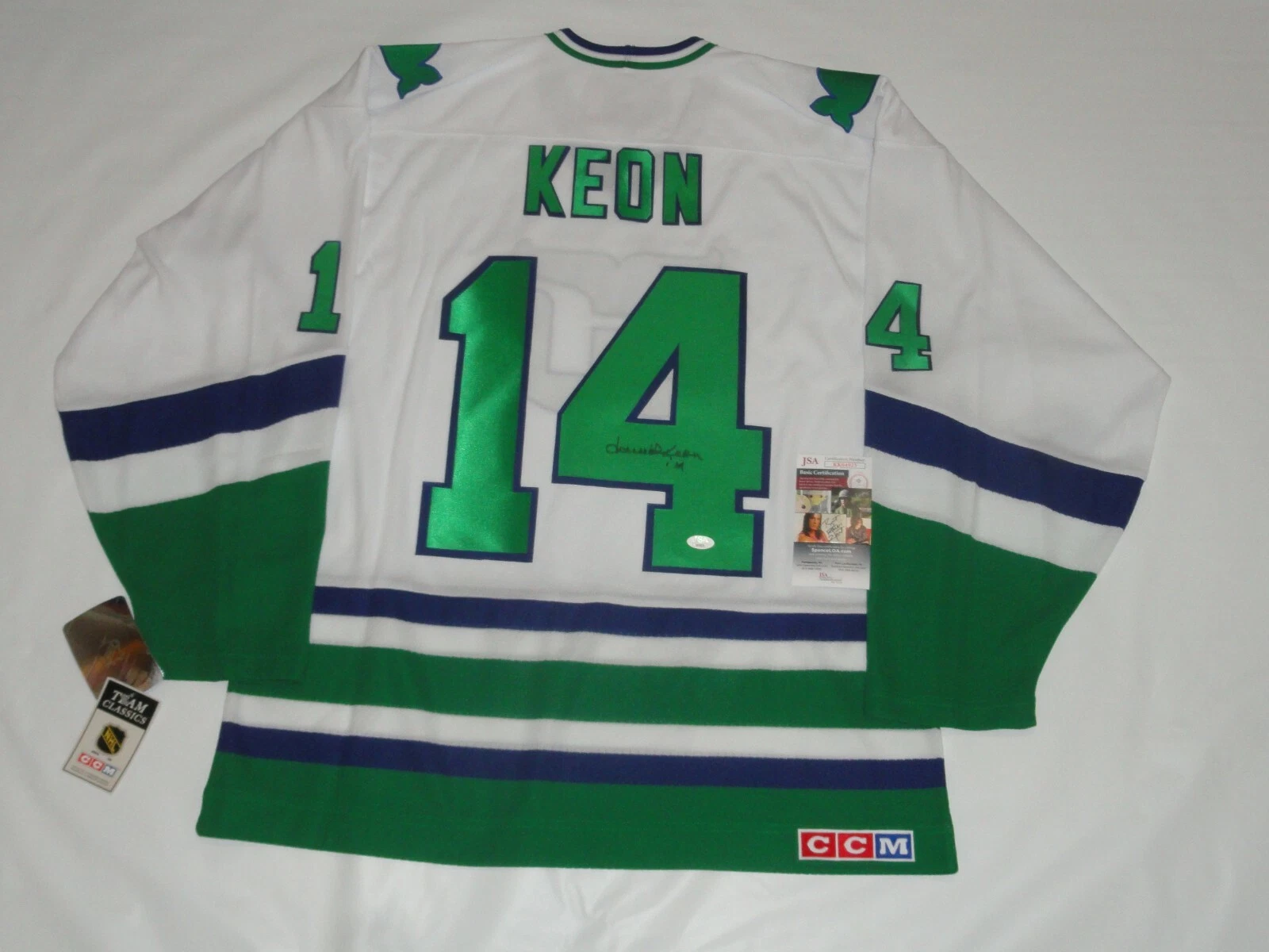 DAVE KEON SIGNED CCM HARTFORD WHALERS VINTAGE JERSEY RARE JSA COA