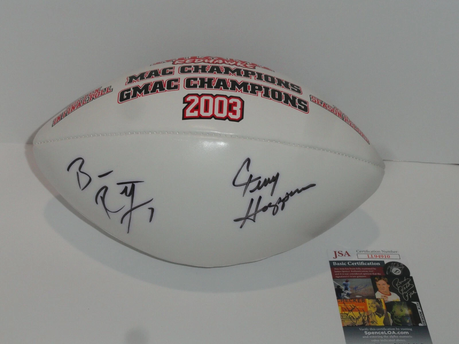 BEN ROETHLISBERGER TERRY HOEPPNER SIGNED MIAMI OHIO COMMEMORATIVE FOOTBALL JSA