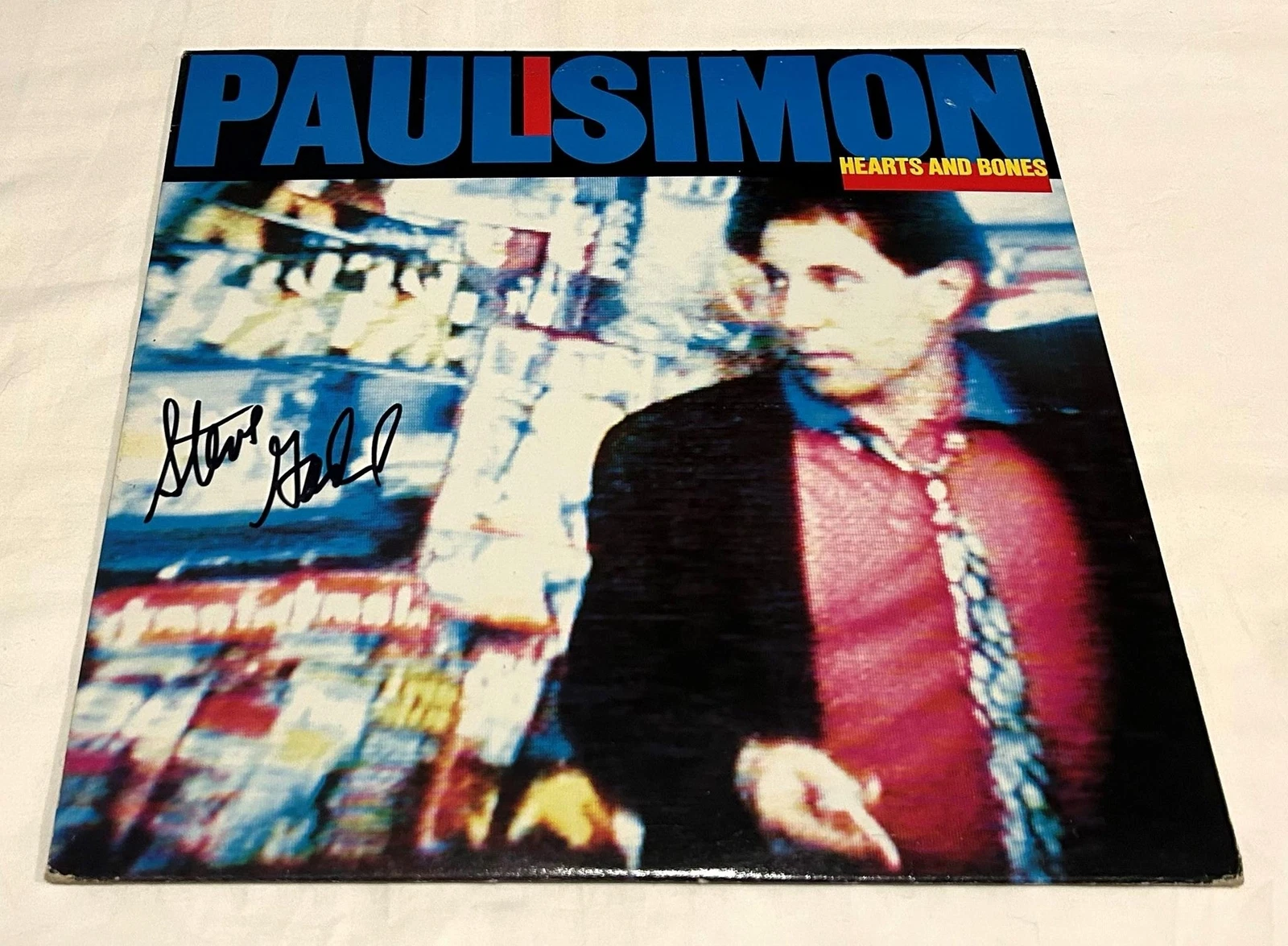 STEVE GADD SIGNED PAUL SIMON HEARTS AND BONES VINYL RECORD
