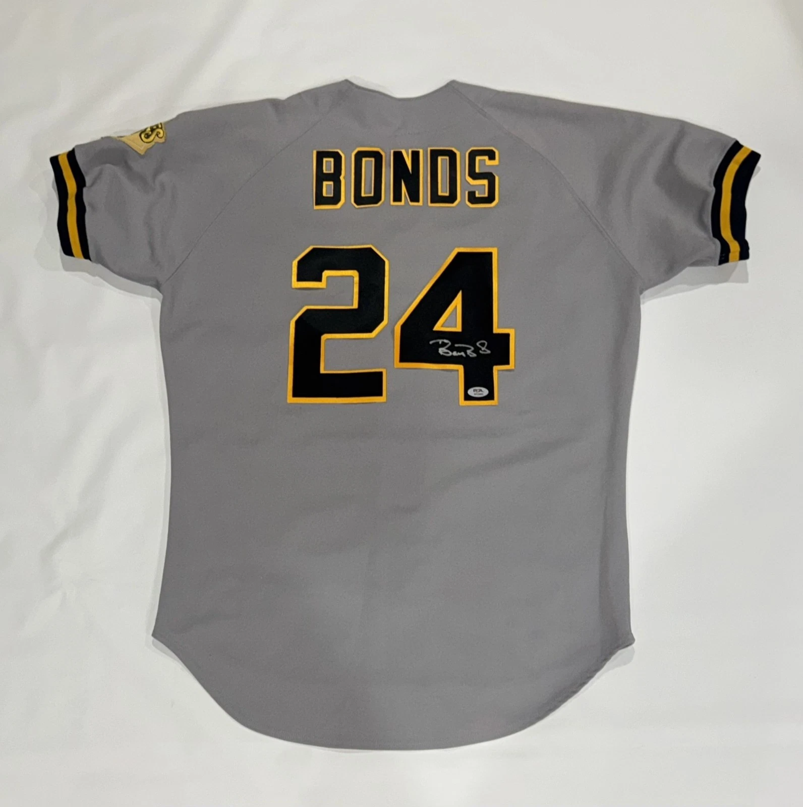 BARRY BONDS SIGNED AUTHENTIC PITTSBURGH PIRATES RUSSELL ATHLETIC JERSEY PSA COA