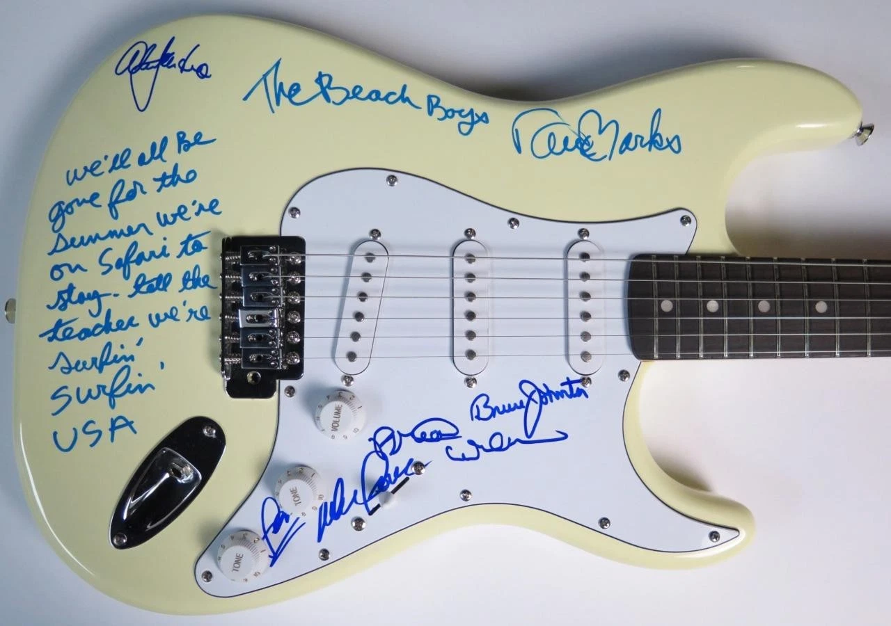 Brian Wilson THE BEACH BOYS Signed Autograph Auto Guitar by 5 JSA BAS