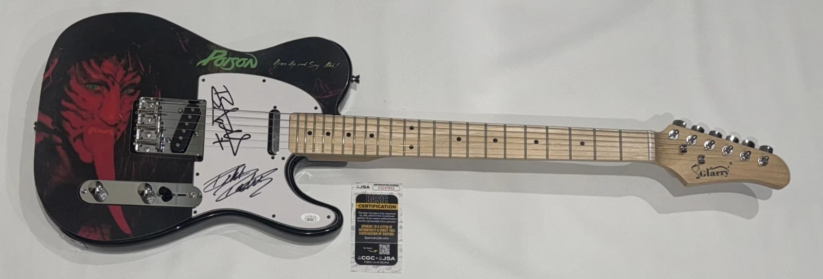 BRET MICHAELS & RIKKI ROCKETT SIGNED CUSTOM POISON ELECTRIC GUITAR JSA COA