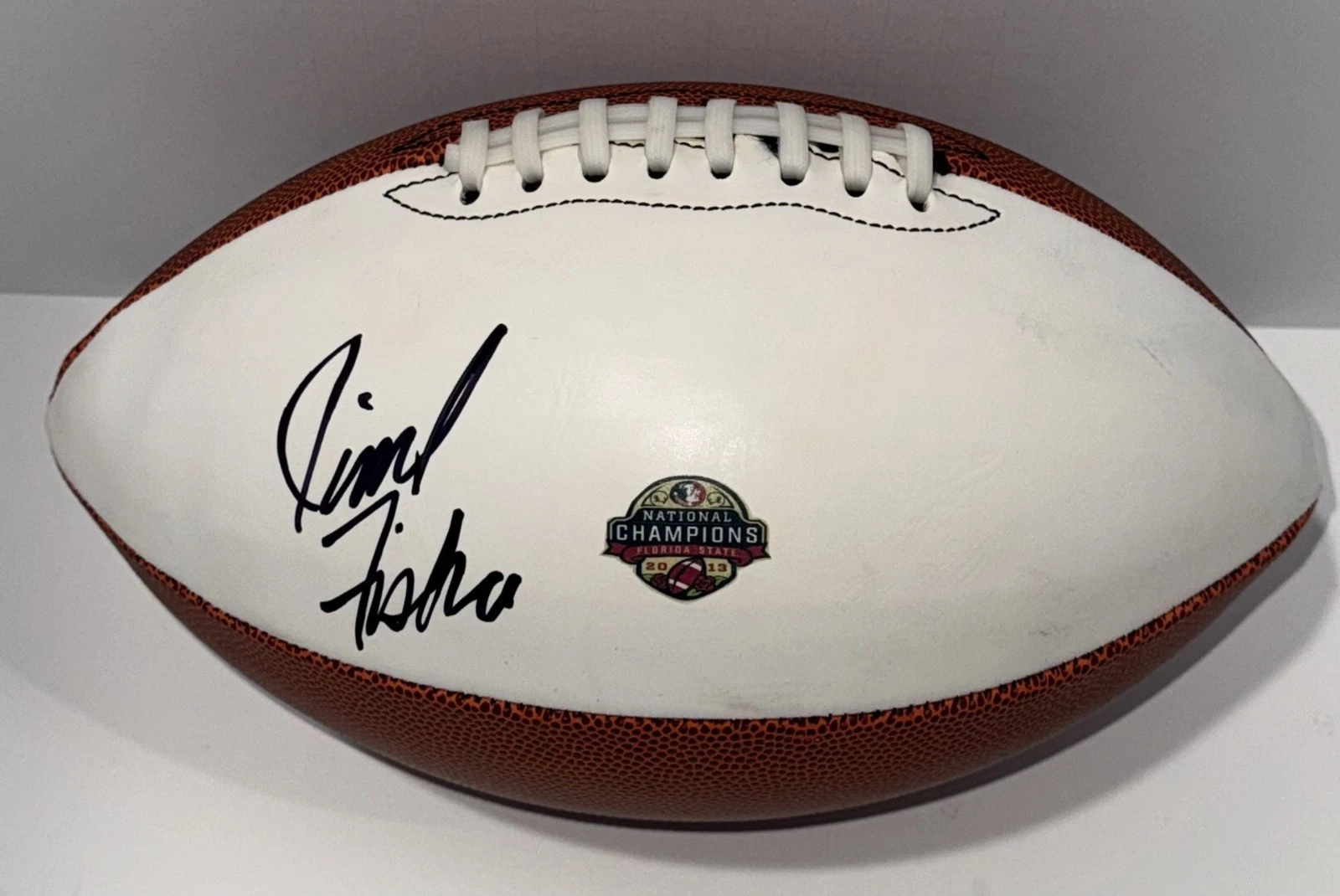 JIMBO FISHER SIGNED FOOTBALL FLORIDA ST. SEMINOLES 2013 NATIONAL CHAMPS PROOF