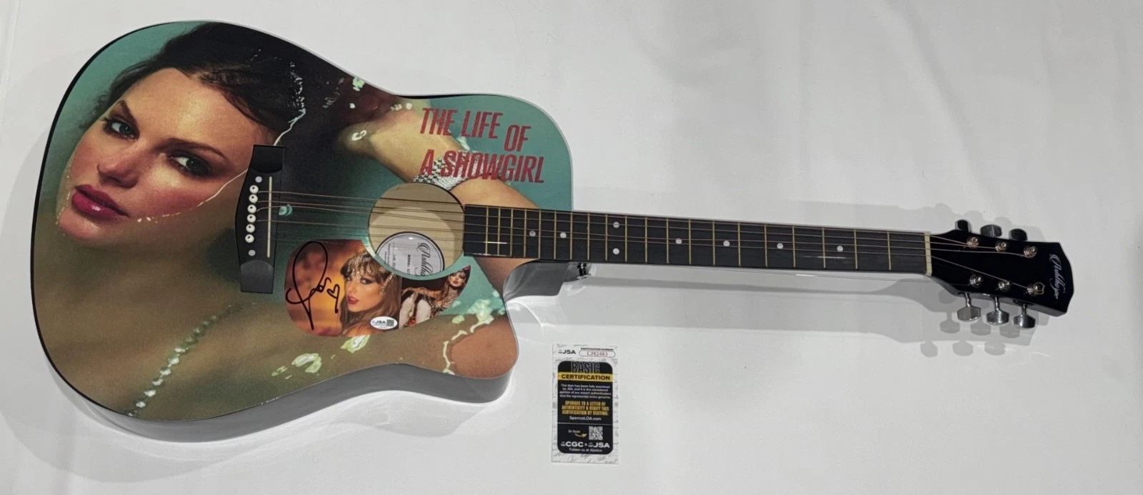 TAYLOR SWIFT SIGNED CUSTOM THE LIFE OF A SHOWGIRL ACOUSTIC GUITAR JSA COA