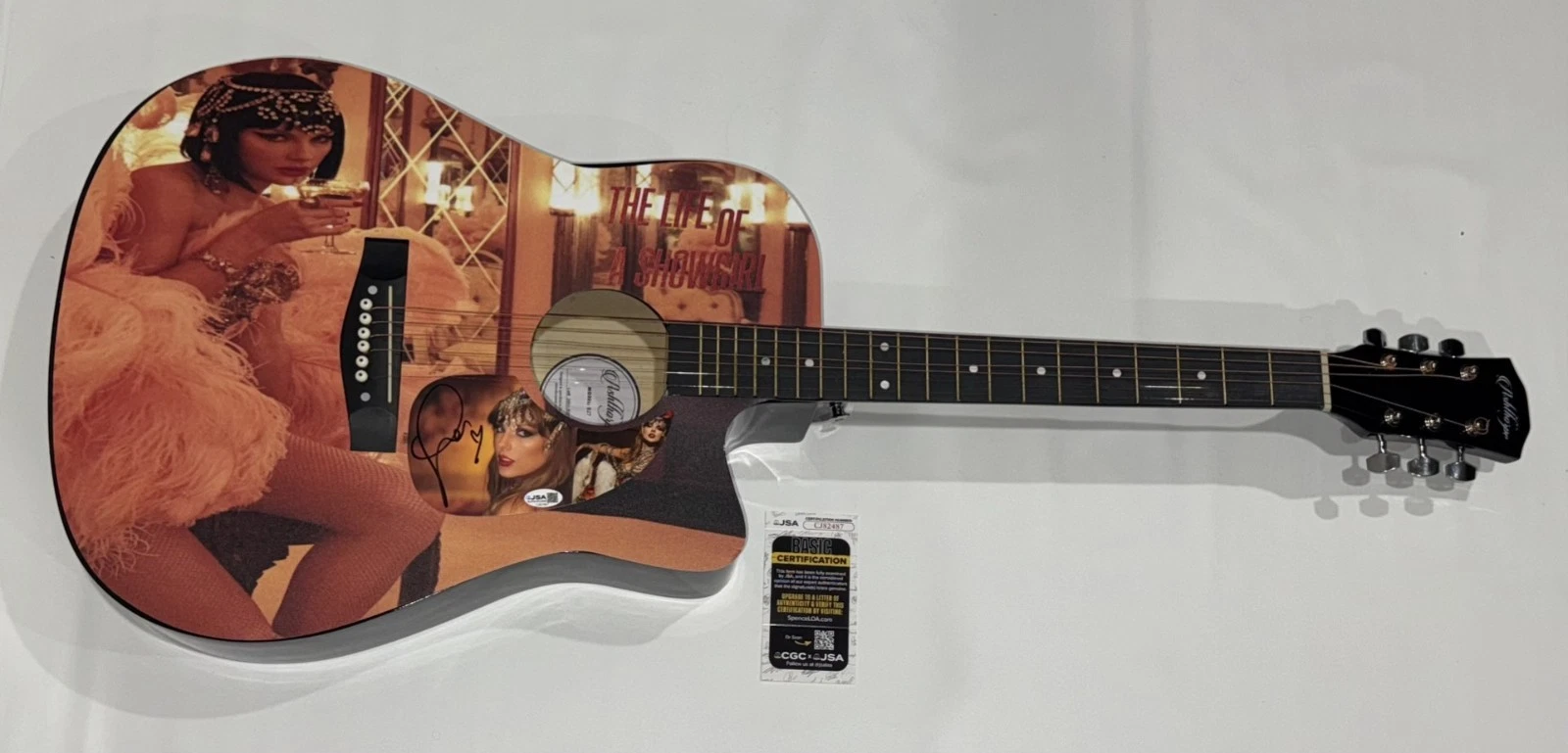 TAYLOR SWIFT SIGNED CUSTOM THE LIFE OF A SHOWGIRL ACOUSTIC GUITAR JSA COA