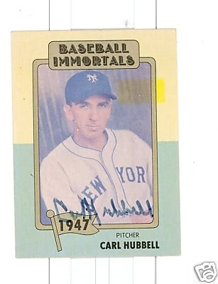 CARL HUBBELL NEW YORK GIANTS SIGNED CARD W/COA