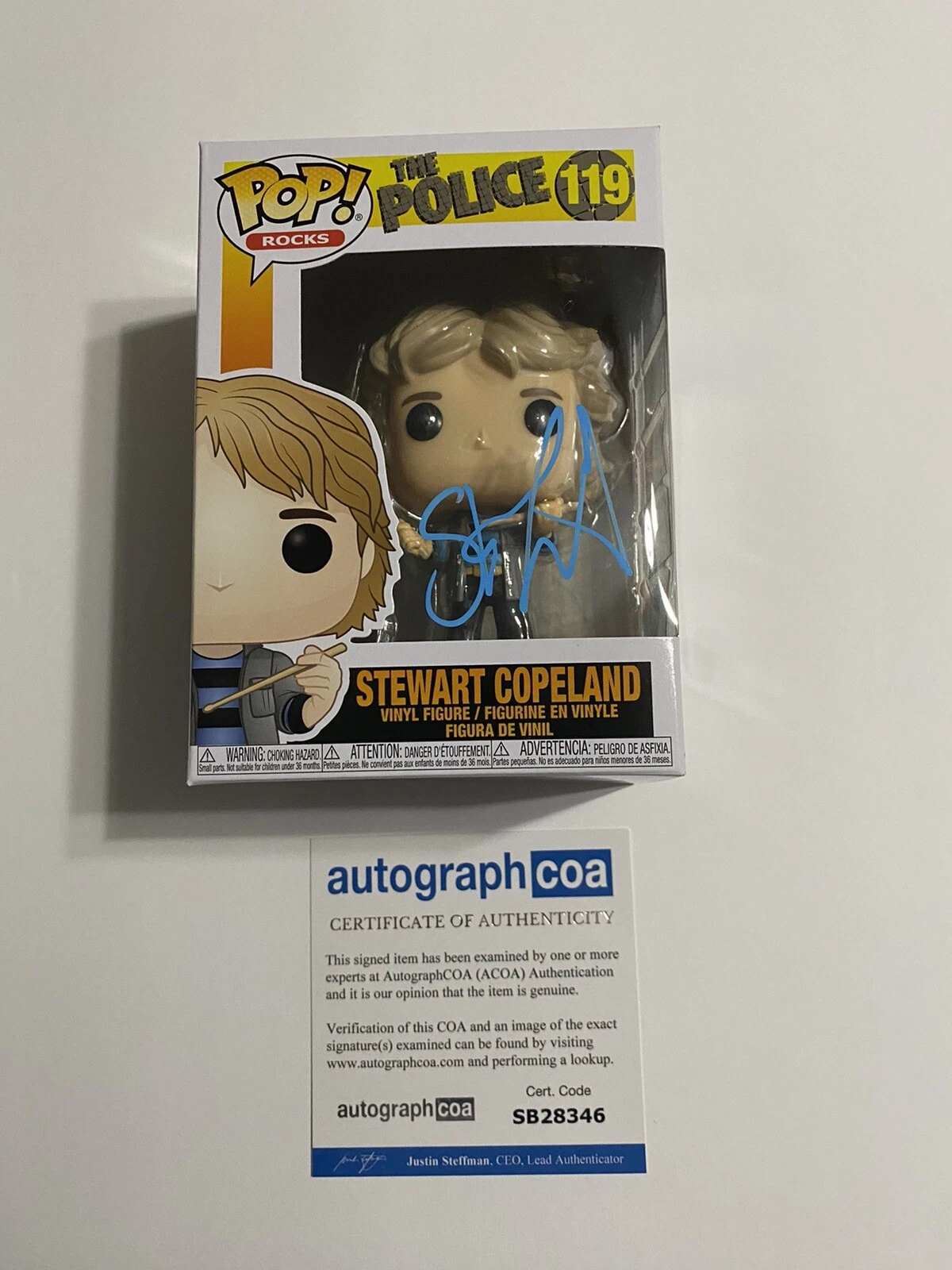 STEWART COPELAND SIGNED FUNKO POP FIGURE #119 THE POLICE DRUMMER AUTOGRAPH ACOA COLLECTIBLE MEMORABILIA