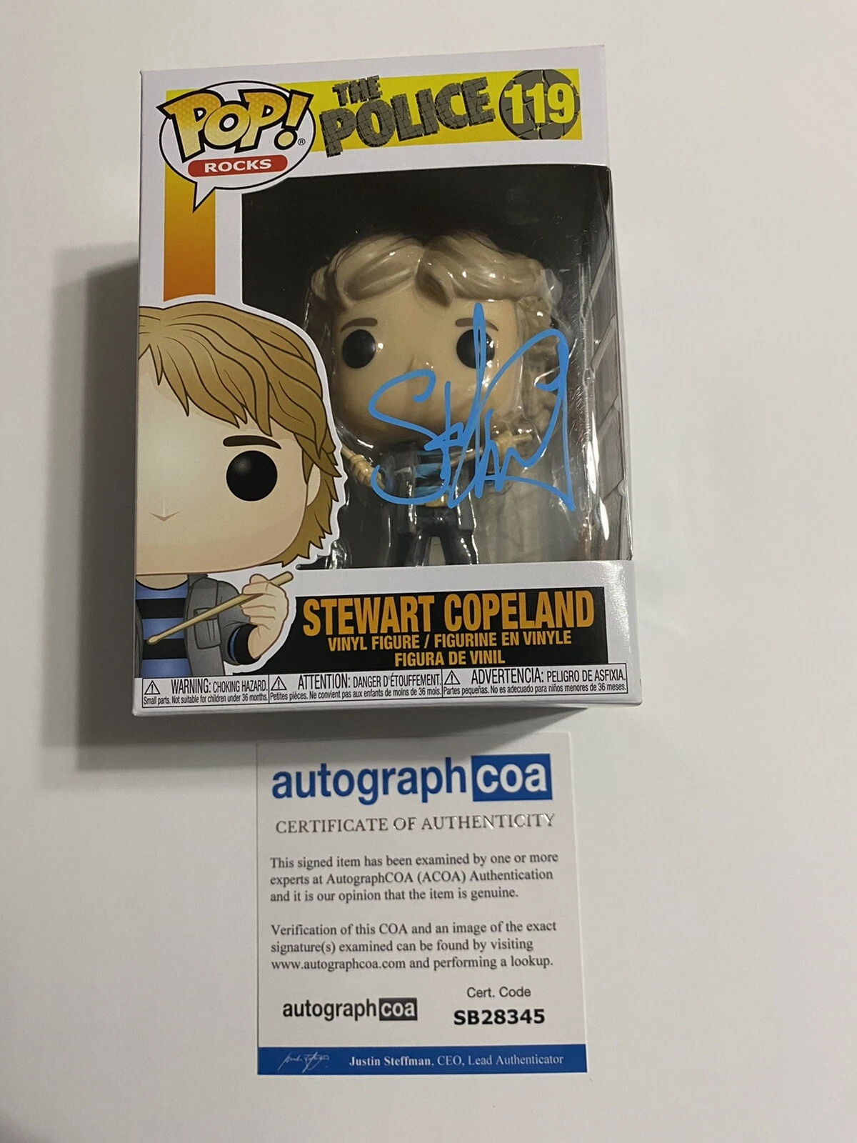 Stewart Copeland Signed Funko Pop Figure #119 The Police Drummer Autograph ACOA