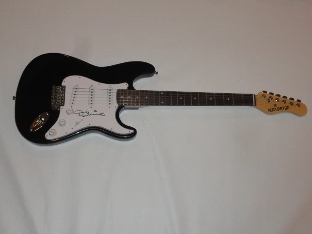 DENNY LAINE SIGNED BLACK ELECTRIC GUITAR WINGS THE MOODY BLUES JSA COA 1